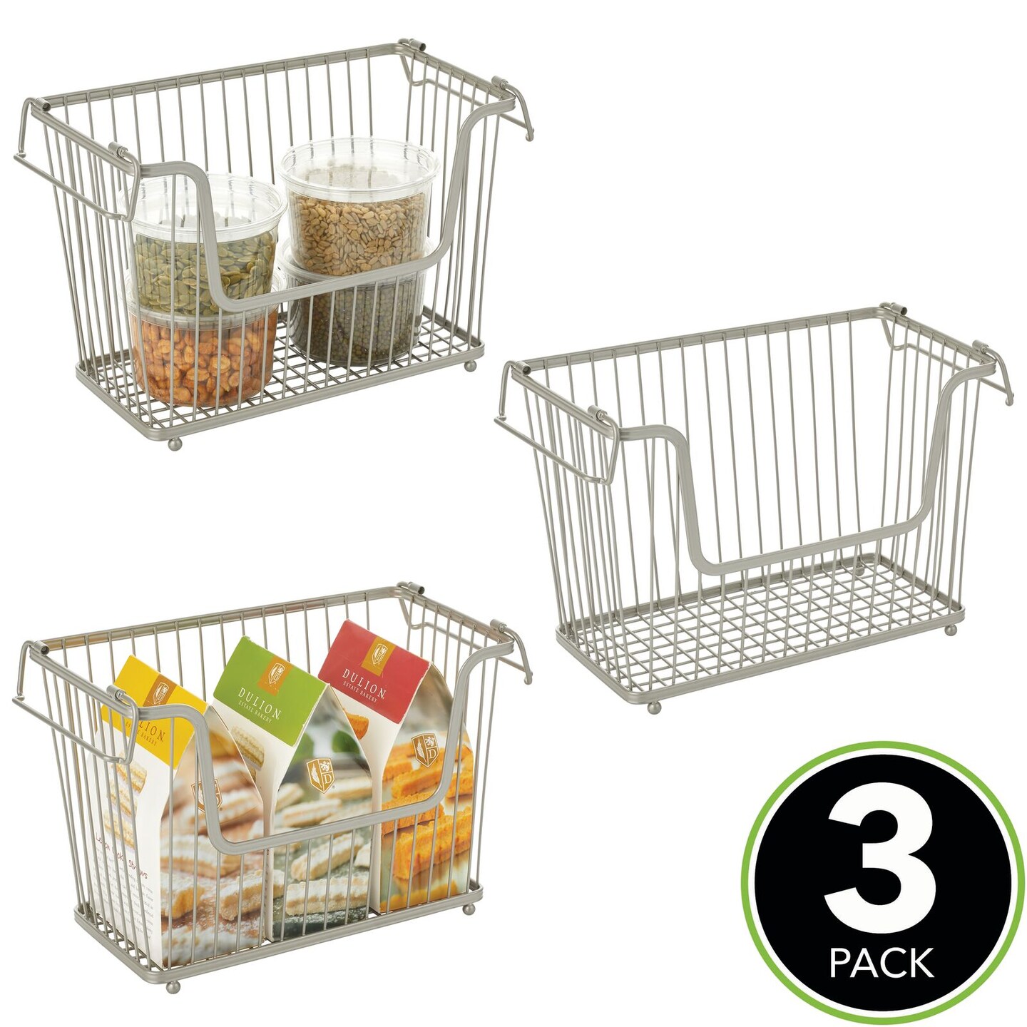mDesign Metal Stackable Kitchen Storage Basket with Handles Michaels