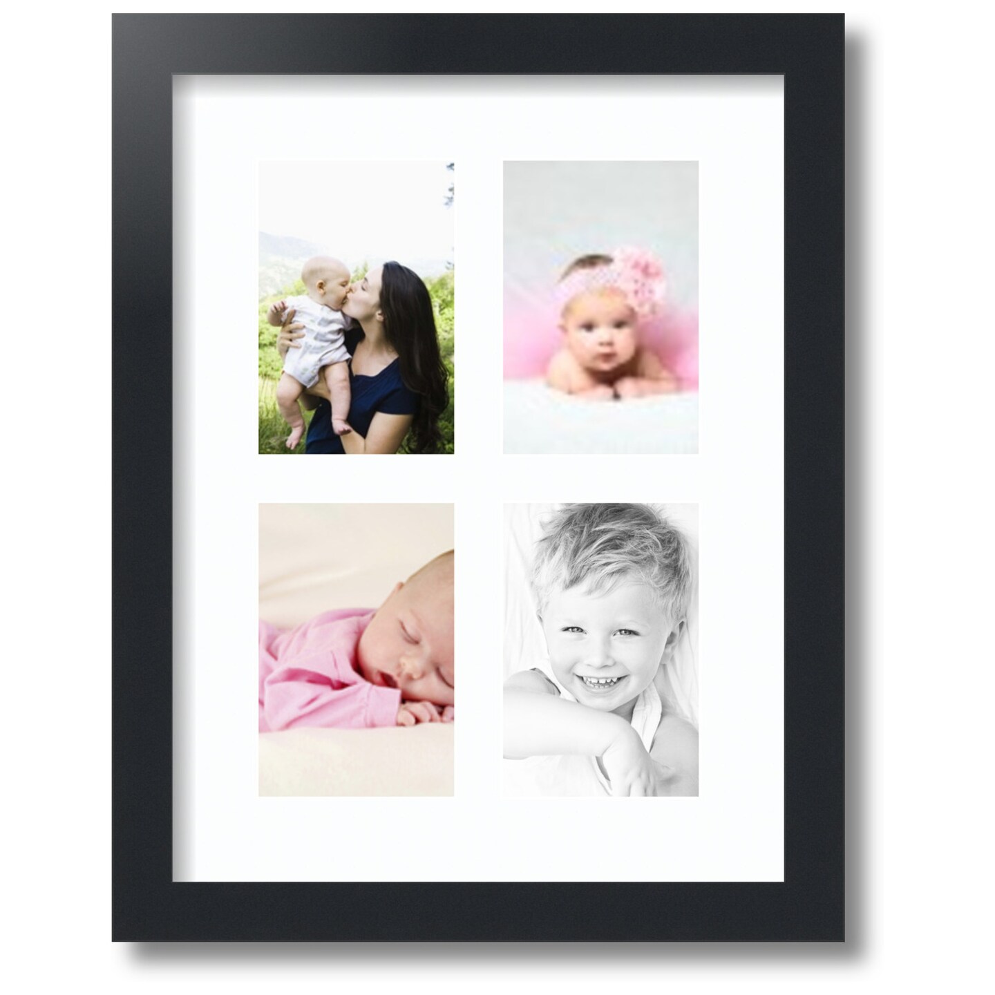 ArtToFrames Collage Photo Picture Frame with 4 - 4x6 inch Openings, Framed in Black with Over 62 Mat Color Options and Regular Glass (CSM-3926-2)