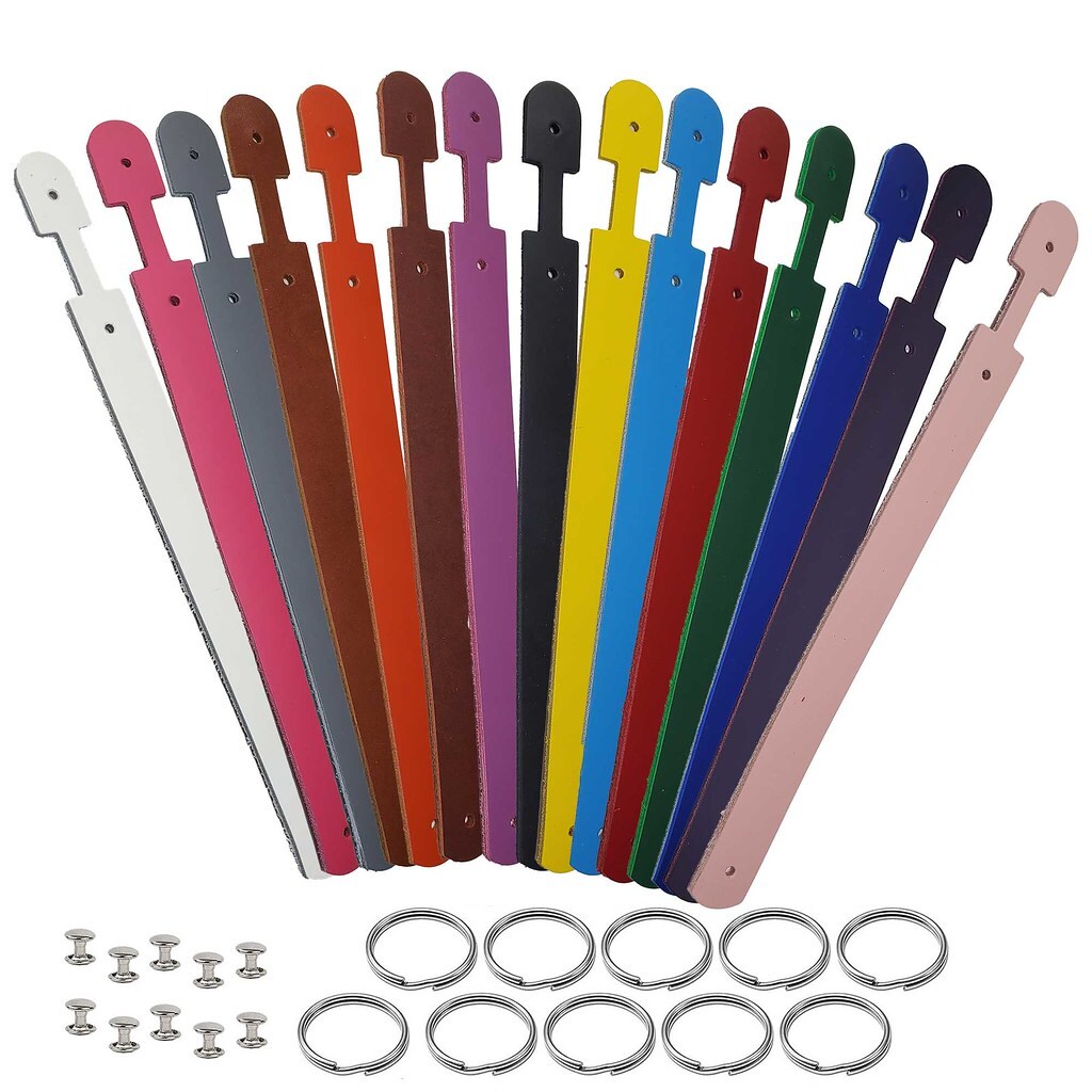 Blank Leather Keychains – DIY Engraving Kit, Pack of 10 (¾" x 4.5")