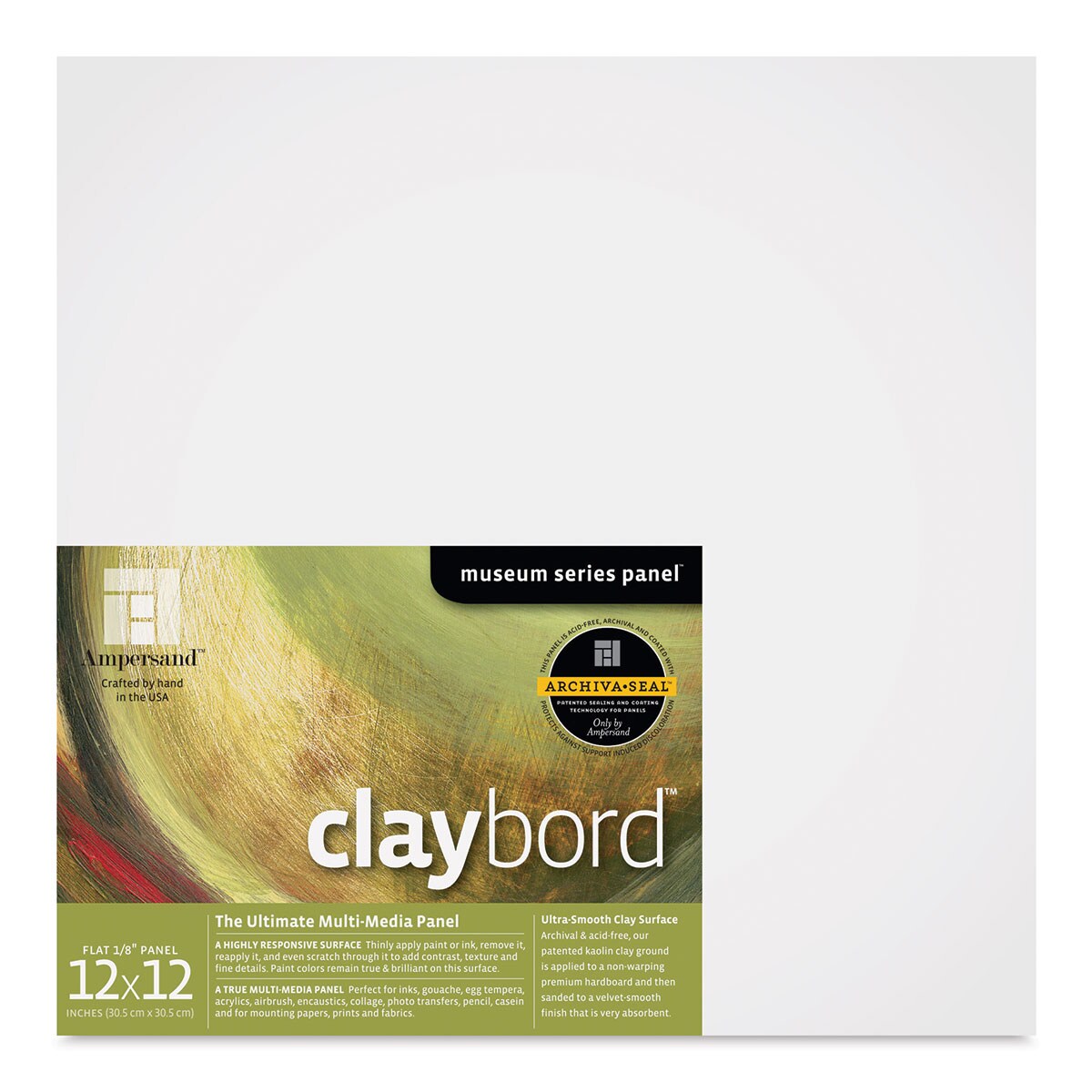 Ampersand Claybord - 12&#x22; x 12&#x22;, 1/8&#x22; Flat