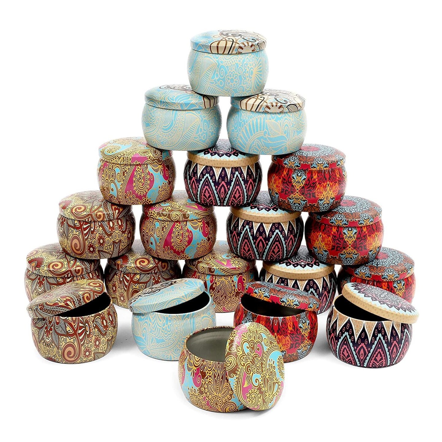 4oz Metal Candle Tins with Lids, Round Storage Containers (3 x 2 In, 20 Pack)
