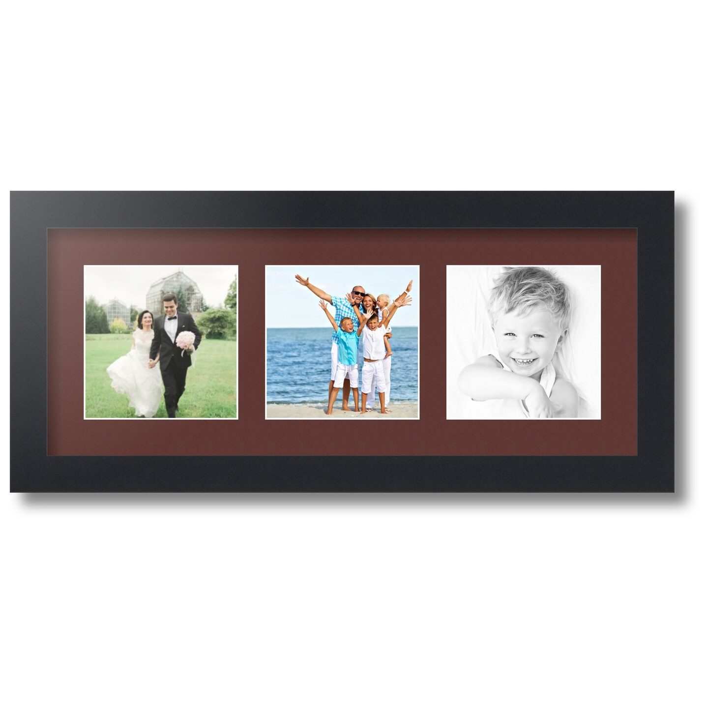 ArtToFrames Collage Photo Picture Frame with 3 - 5x5 inch Openings, Framed in Black with Over 62 Mat Color Options and Regular Glass (CSM-3926-95)
