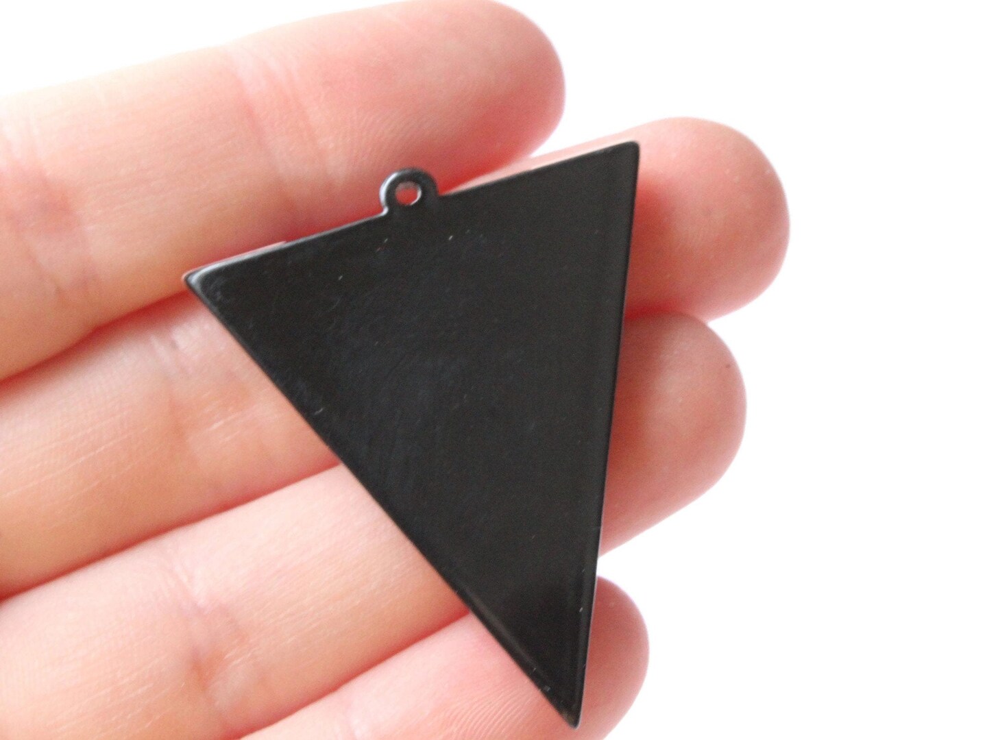 2 42mm Pink and Black Resin Triangle Pendants