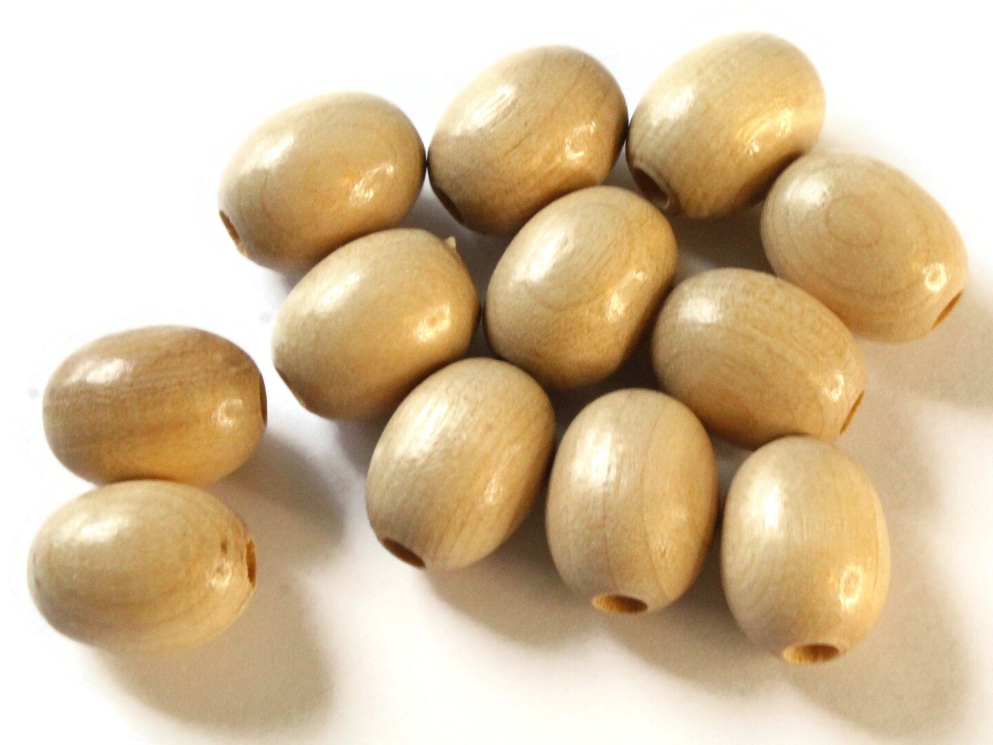 12 18mm x 14mm Light Brown Oval Beads - Vintage Wooden Macrame Beads