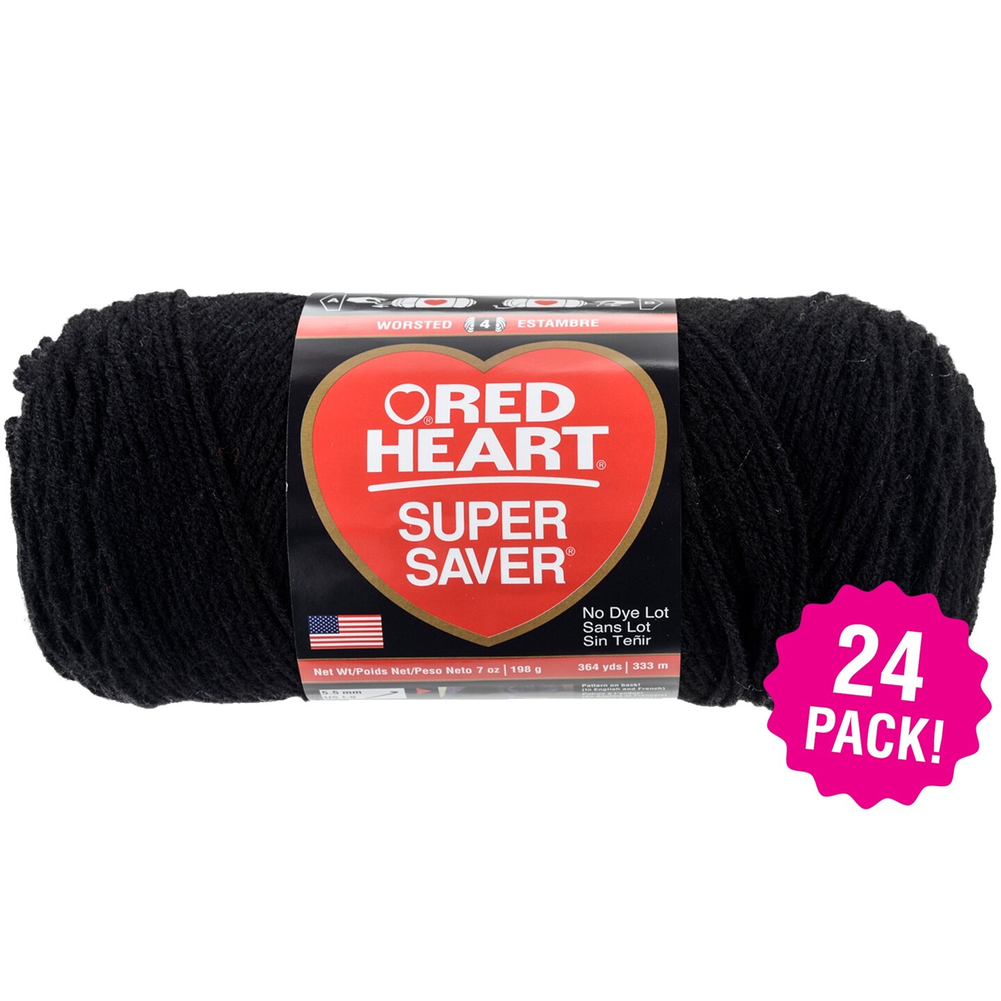 Multipack of 24 - Red Heart Super Saver Yarn-Black