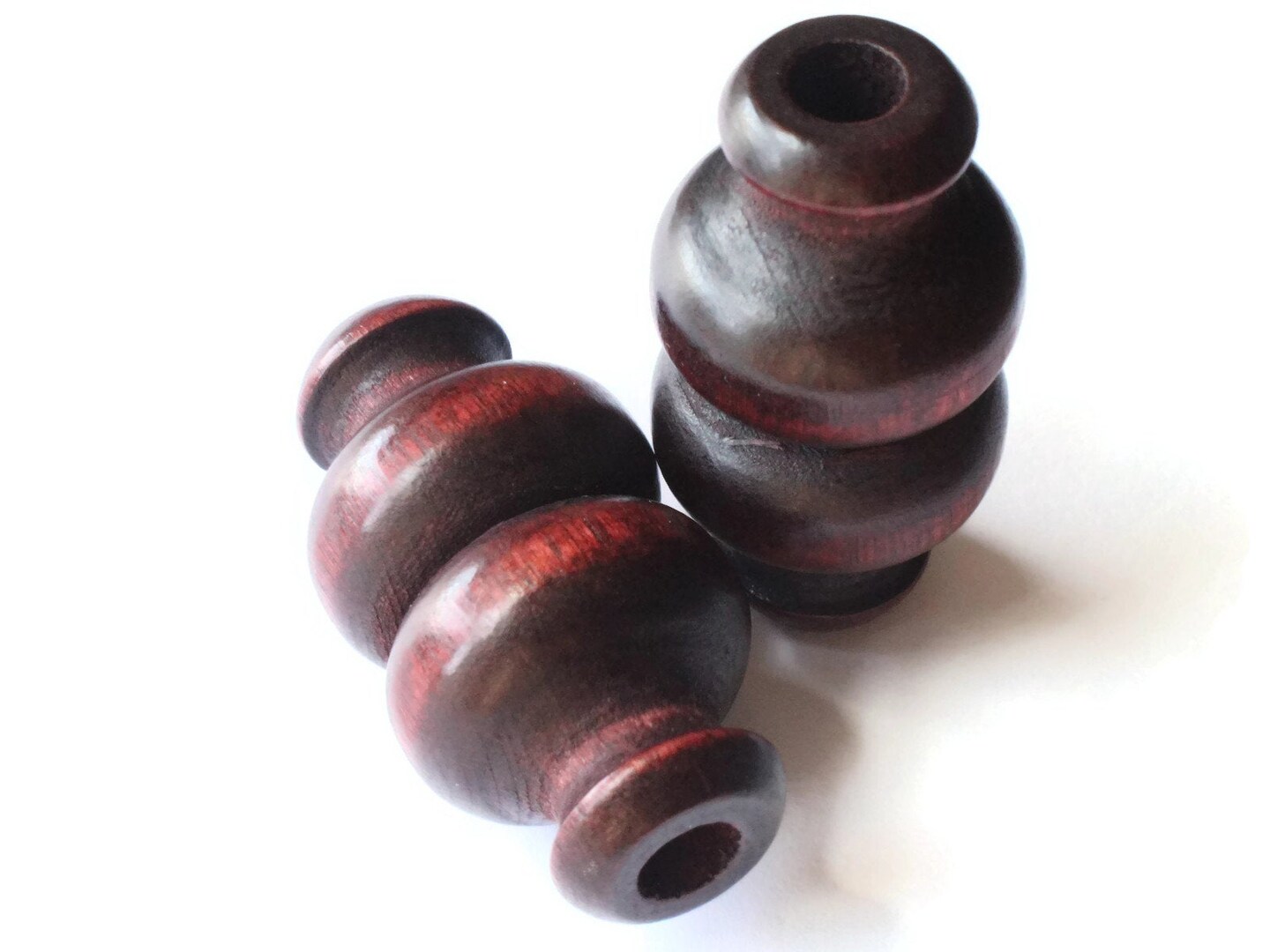 50mm Dark Mahogany Brown Large Hole Wood Beads Decorative Tube Beads Vintage Macrame Beads