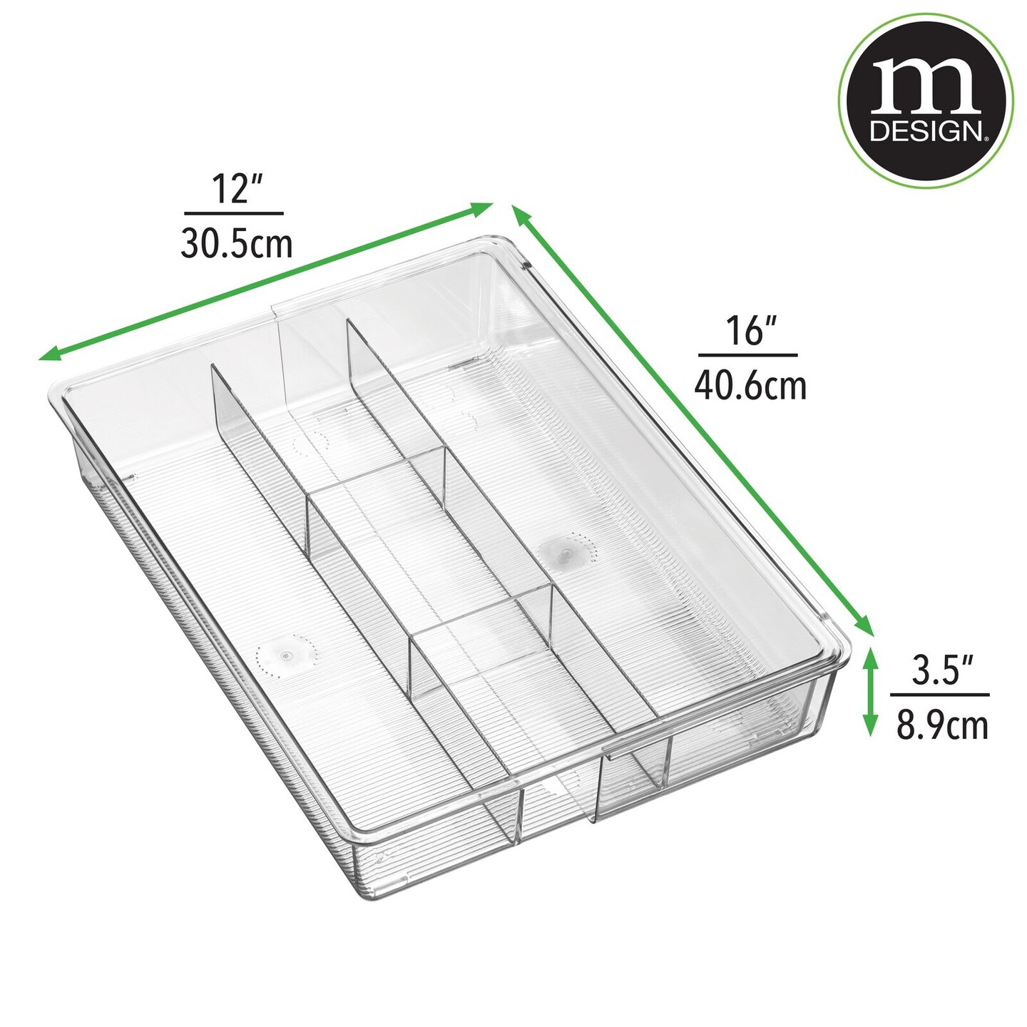 mDesign Expandable Drawer 5-Section Kitchen Utensil Organizer, 2 Pack, Clear