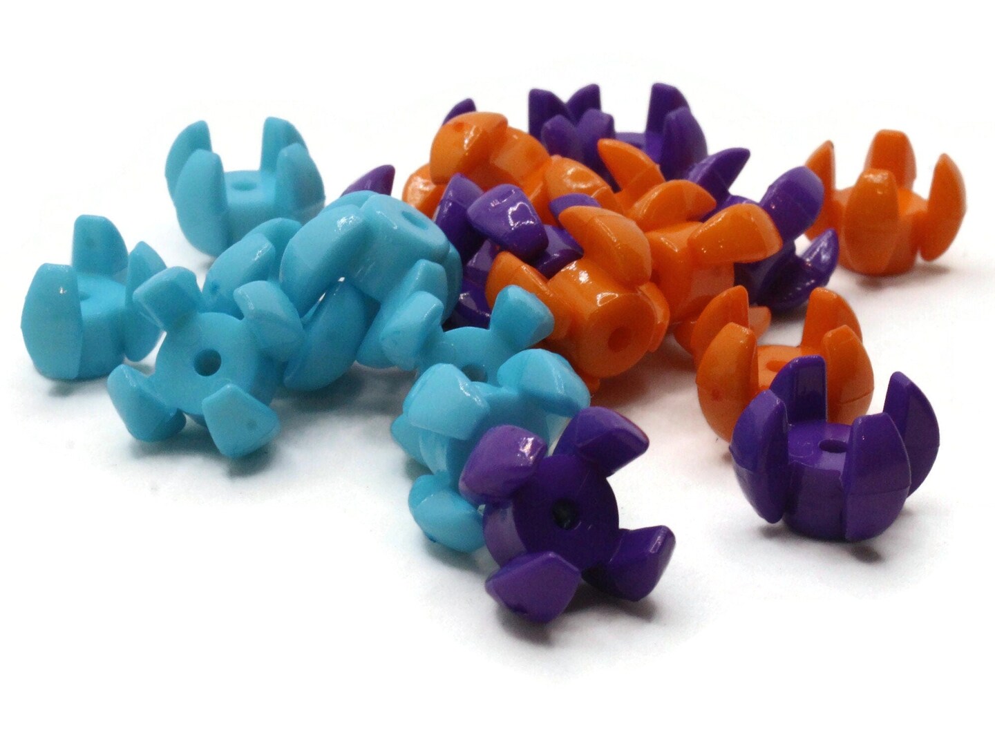 20 15mm Mixed Stacking Beads - Purple Blue and Orange Plastic Rondelle Beads