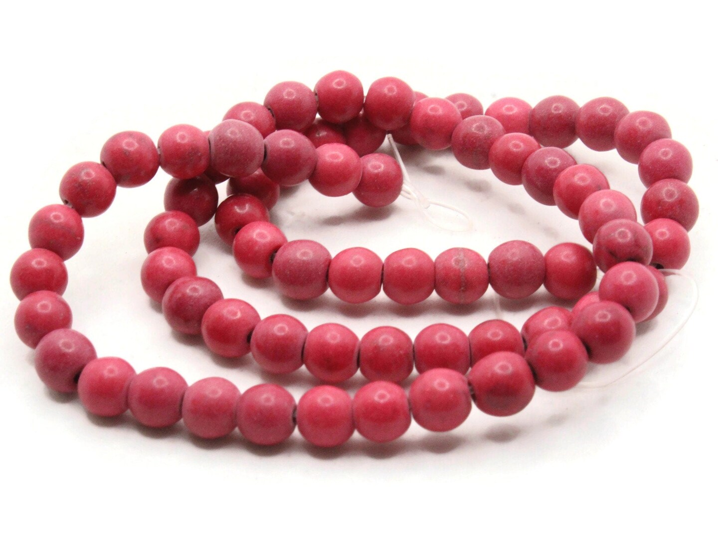 68 5mm to 6mm Round Dyed Pink Howlite Stone Beads