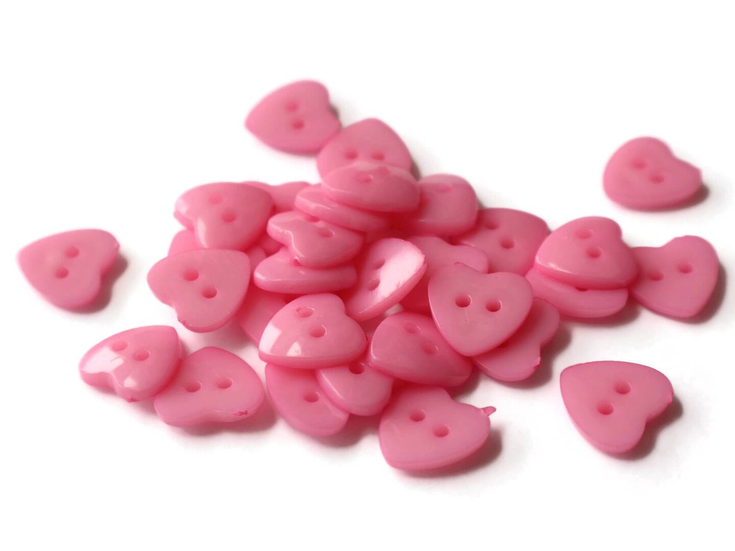 30 14mm Pink Heart Buttons Plastic Two Hole Buttons