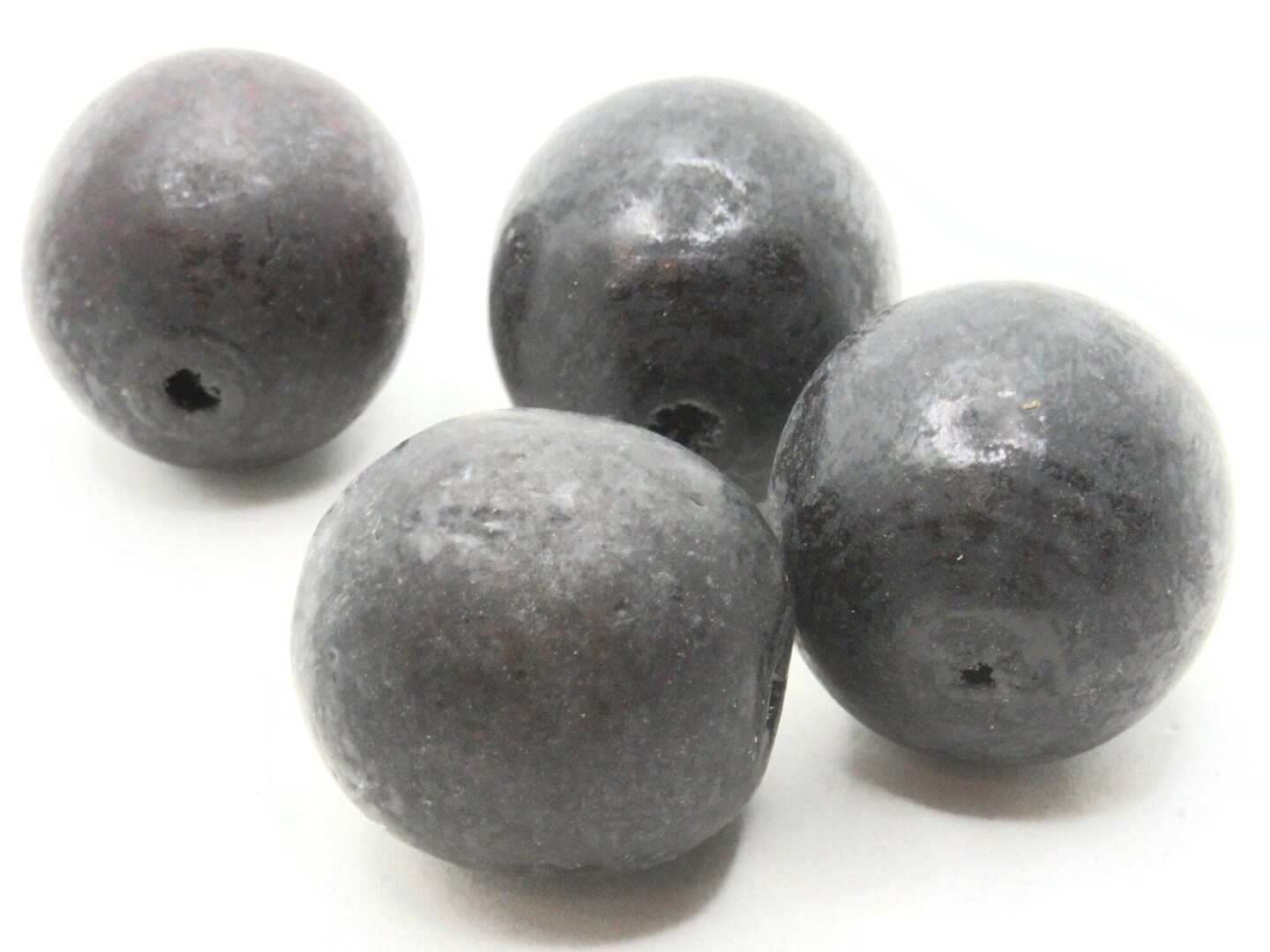 4 30mm Round Black Vintage Wood Beads
