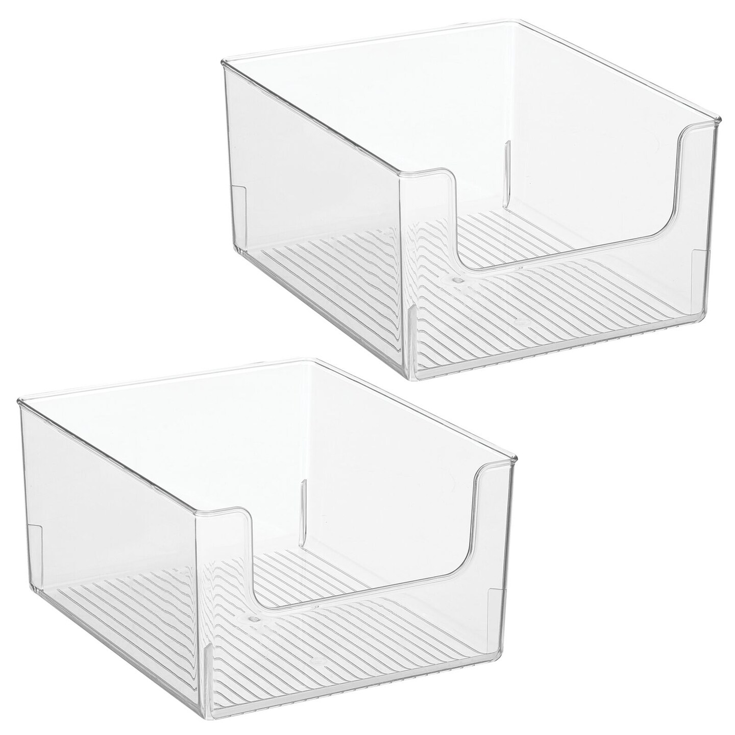 mDesign Plastic Home Office Storage Bin Container, Desk Organizer, 2 Pack, Clear