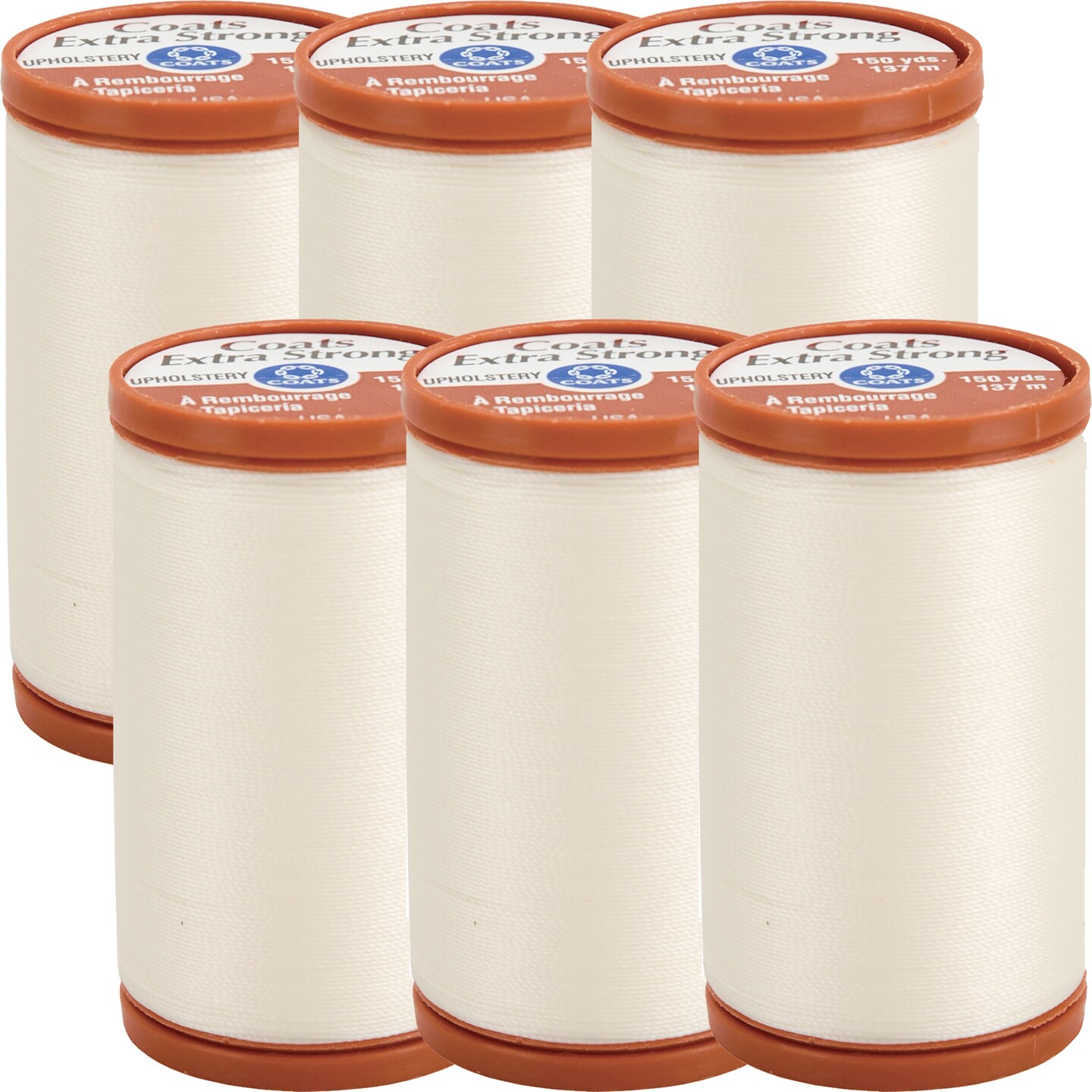 Multipack of 6 - Coats Extra Strong Upholstery Thread 150yd-Natural