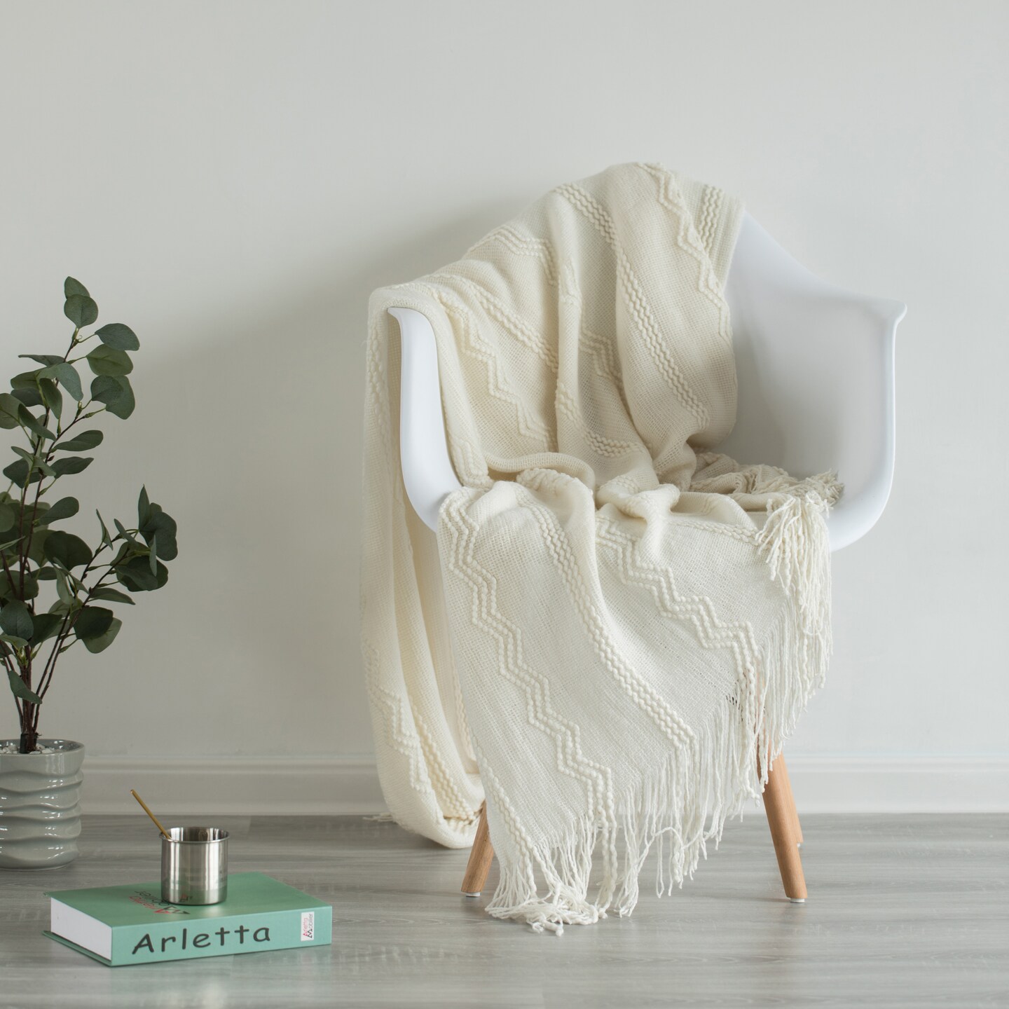 Decorative Throw Blanket - 50x60in Soft Knit with Delightful Fringe Edges for a Sophisticated and Cozy Touch to Your Living Space Lightweight, Breathable, Easy Care, Versatile, All-Season, Ideal for Lounging, Gifting