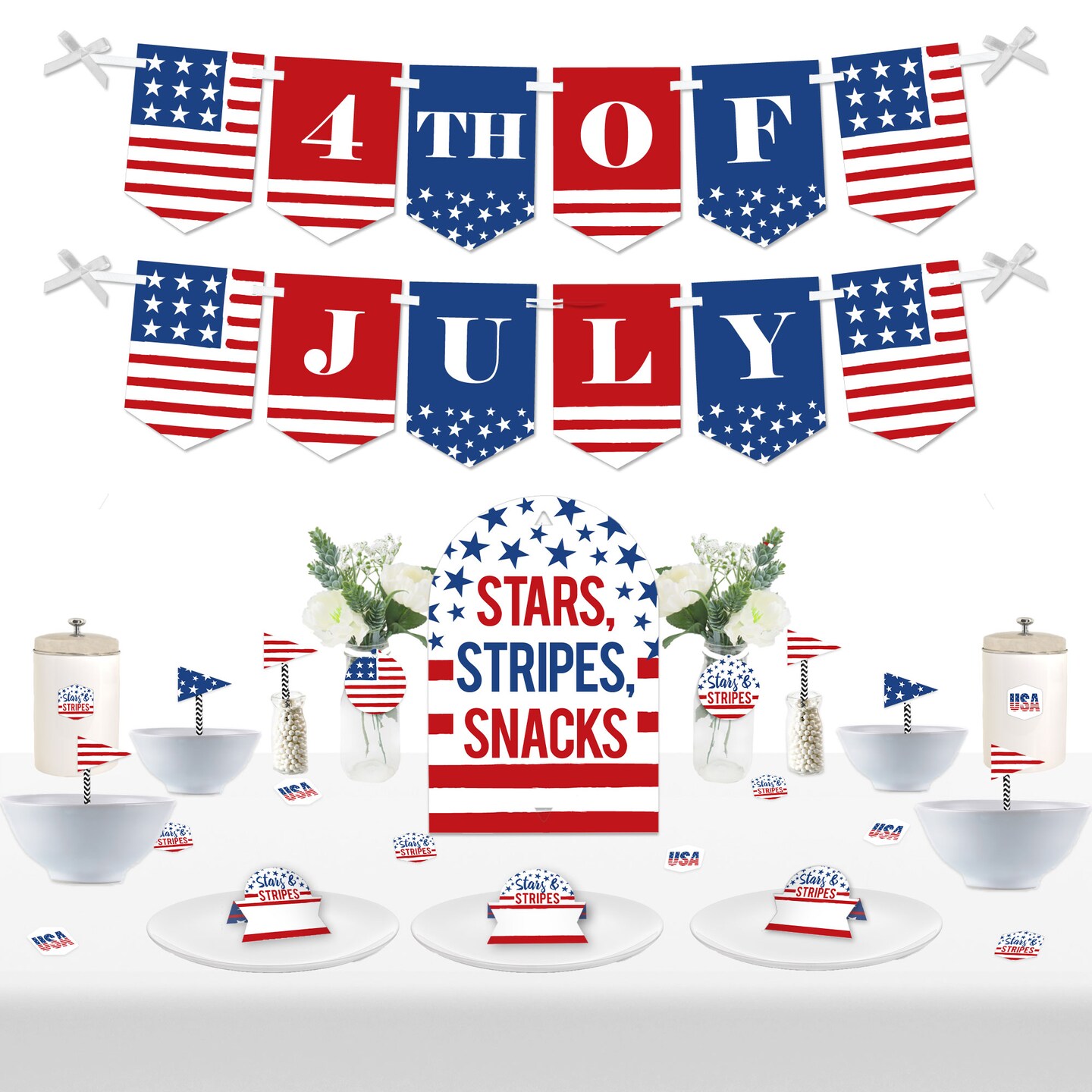 Big Dot of Happiness Stars &#x26; Stripes - DIY Patriotic Party Signs - Snack Bar Decorations Kit - 50 Pieces