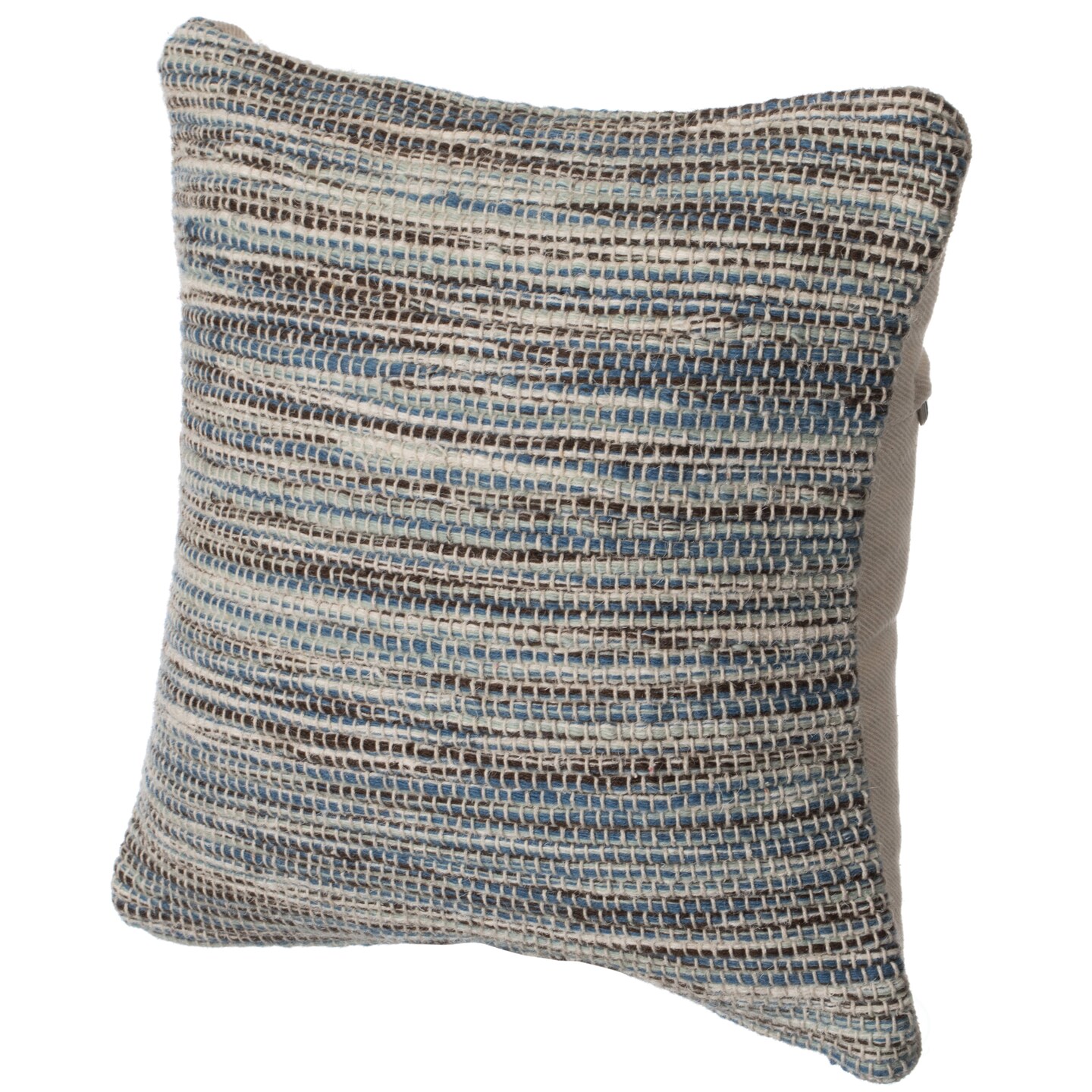 16" Handwoven Wool & Cotton Throw Pillow Cover with Woven Knit Texture