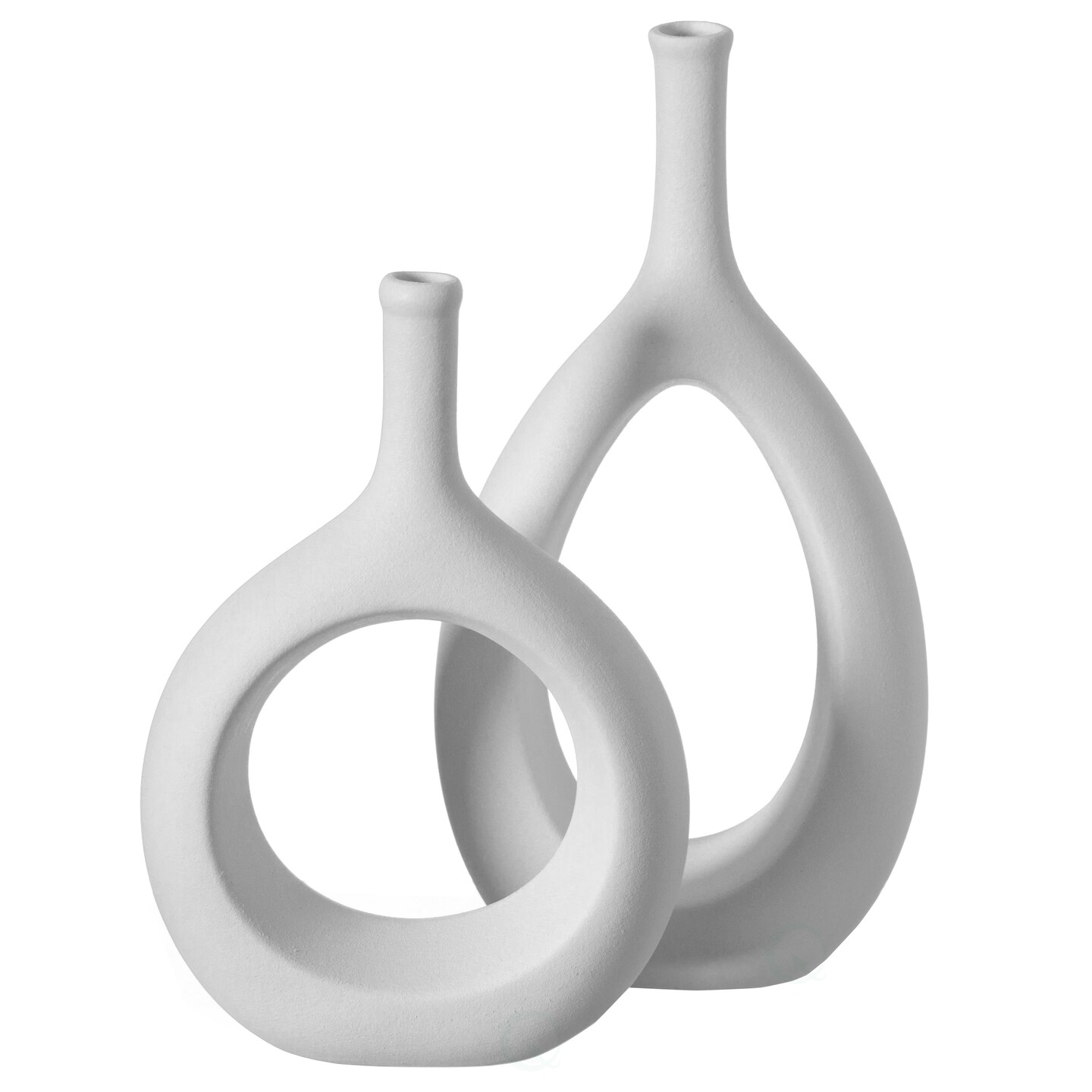 Contemporary White Ceramic Unique Shaped Flower Table Vase Centerpiece