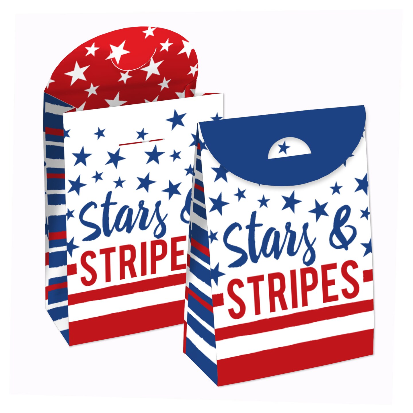 Big Dot of Happiness Stars &#x26; Stripes - Patriotic Gift Favor Bags - Party Goodie Boxes - Set of 12