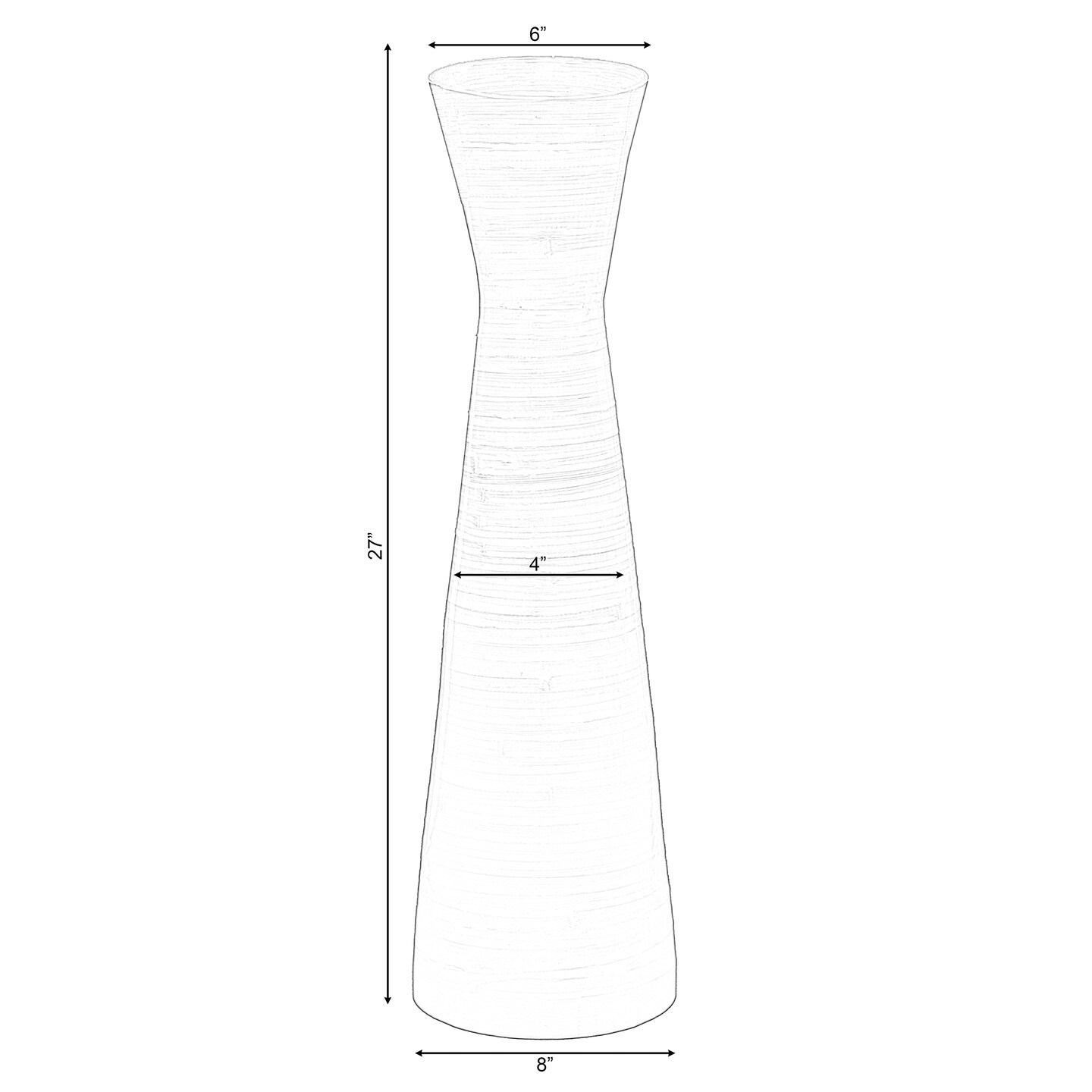 Uniquewise 27&#x22; Elegant Bamboo Floor Vase with Hourglass Design - Ideal for Silk Plants Dried Branches or Long Stem Flowers - Perfect for Dining Room Living Room Entryway or Home Office Decor
