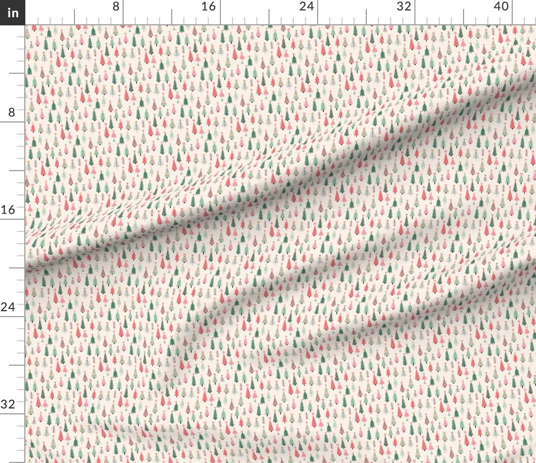 Various Fabrics by the Yard or Fat Quarter All Christmas Trees Mini Tree Holiday Pink Green Custom Printed Fabric by Spoonflower