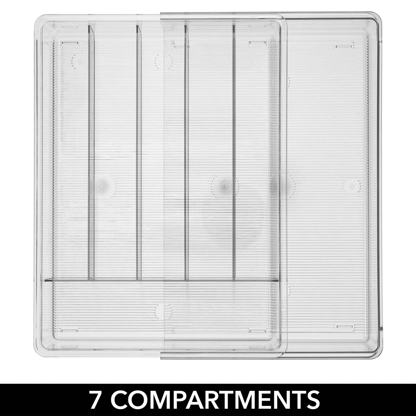 mDesign Expandable In-Drawer 6 Section Kitchen Utensil Organizer Tray - Clear