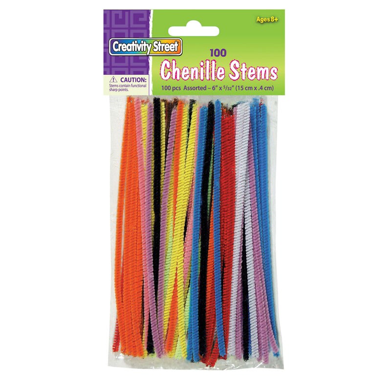 Regular Stems, Assorted Colors, 6&#x22; x 4 mm, 100 Count