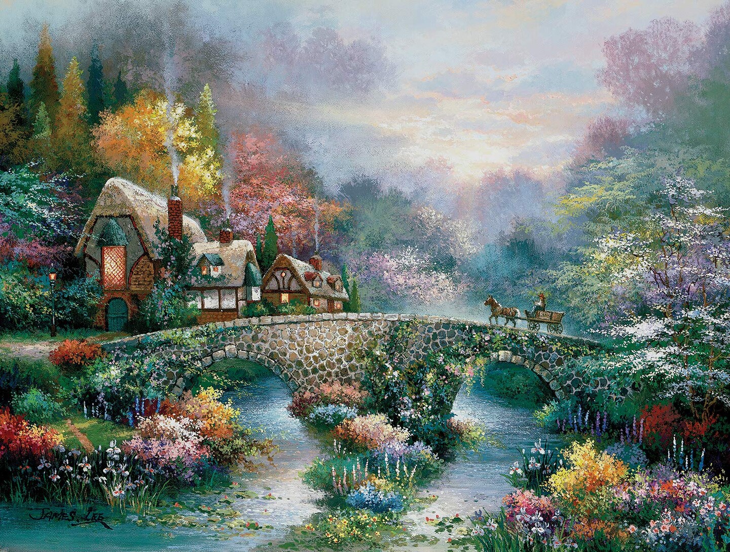 Sunsout Peaceful Cottage 300 pc   Jigsaw Puzzle 18040