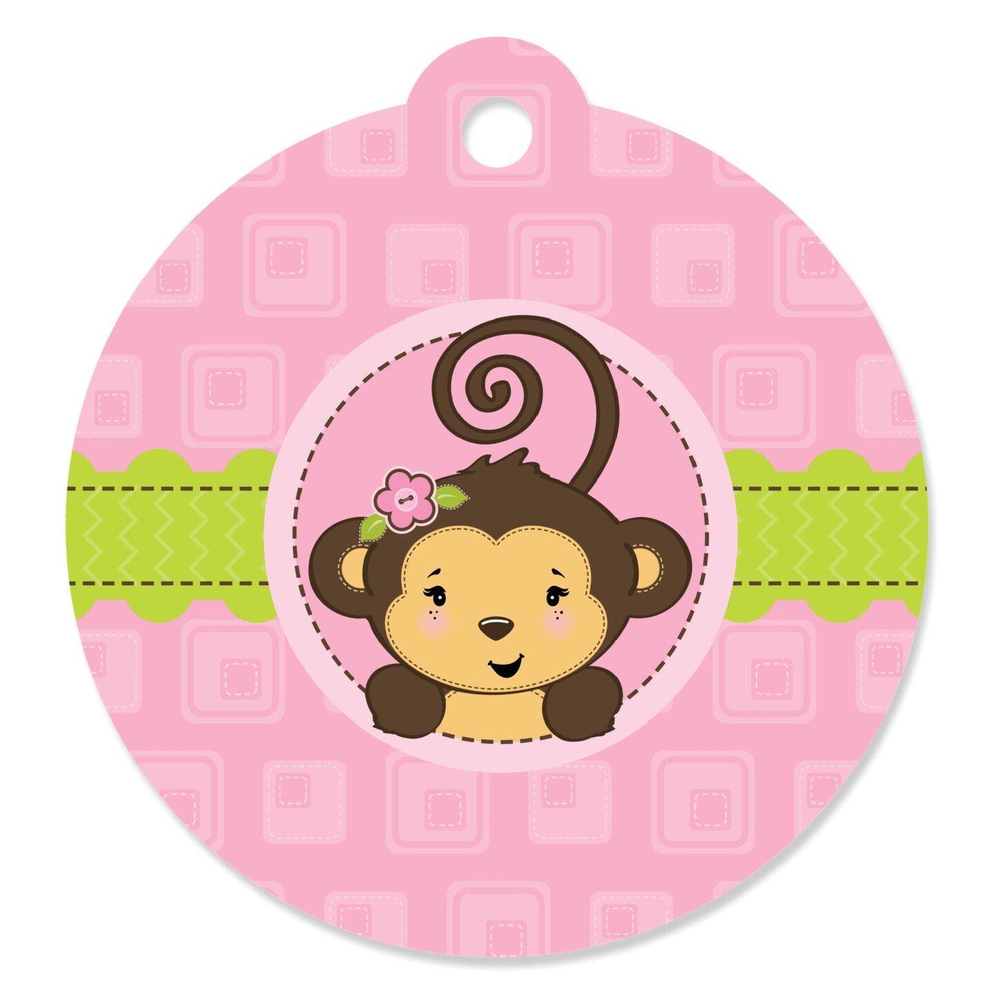 Big Dot of Happiness Pink Monkey Girl - Baby Shower or Birthday Party Favor Gift Tags (Set of 20)