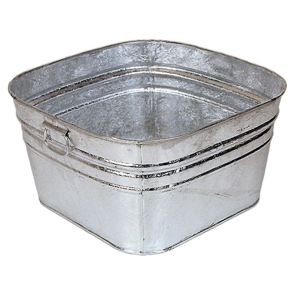 Behrens Funcational Decorative Hot Dipped Galvanized Square Wash Tub 15.5 Gallon