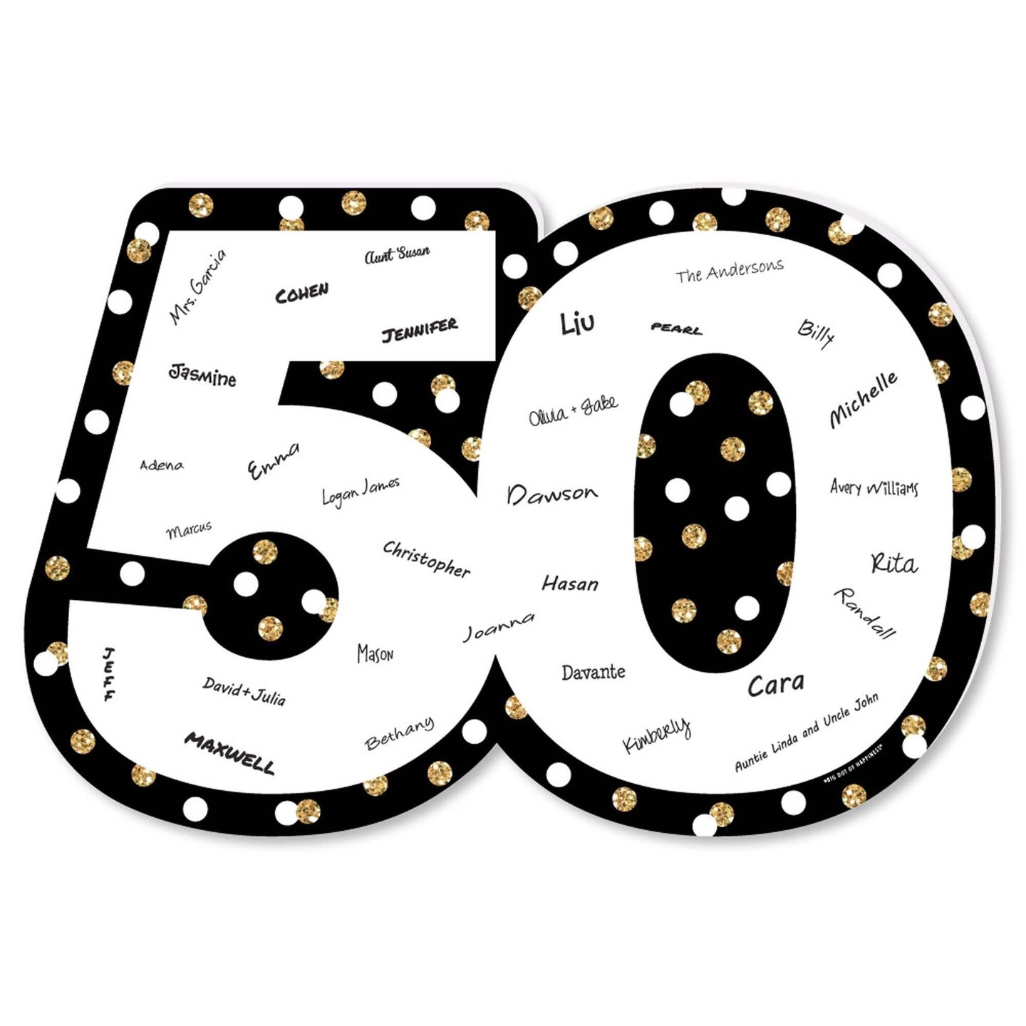 Big Dot of Happiness Adult 50th Birthday - Gold - Guest Book Sign - Birthday Party Guestbook Alternative - Signature Mat