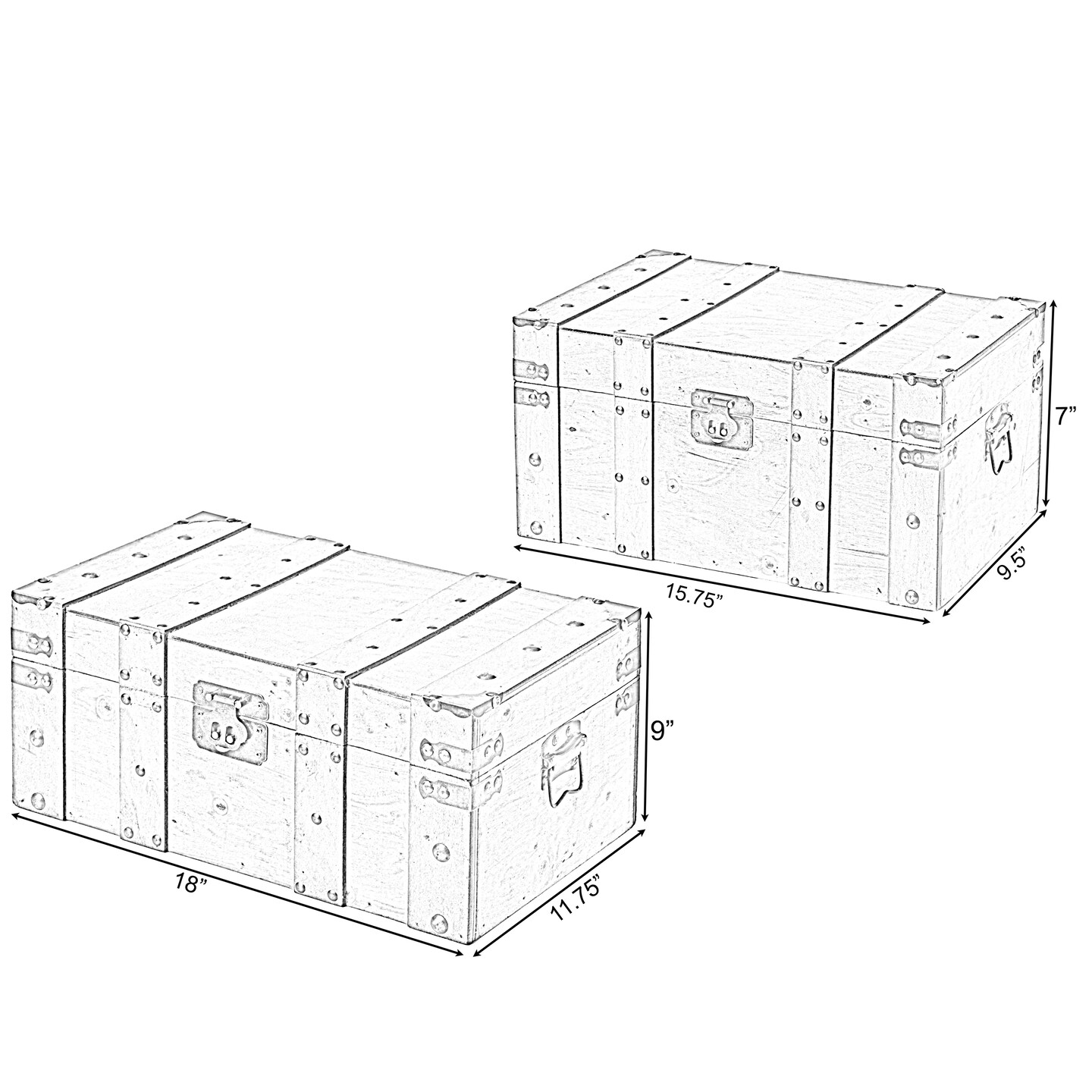 Natural Wooden Style Trunk with Handles