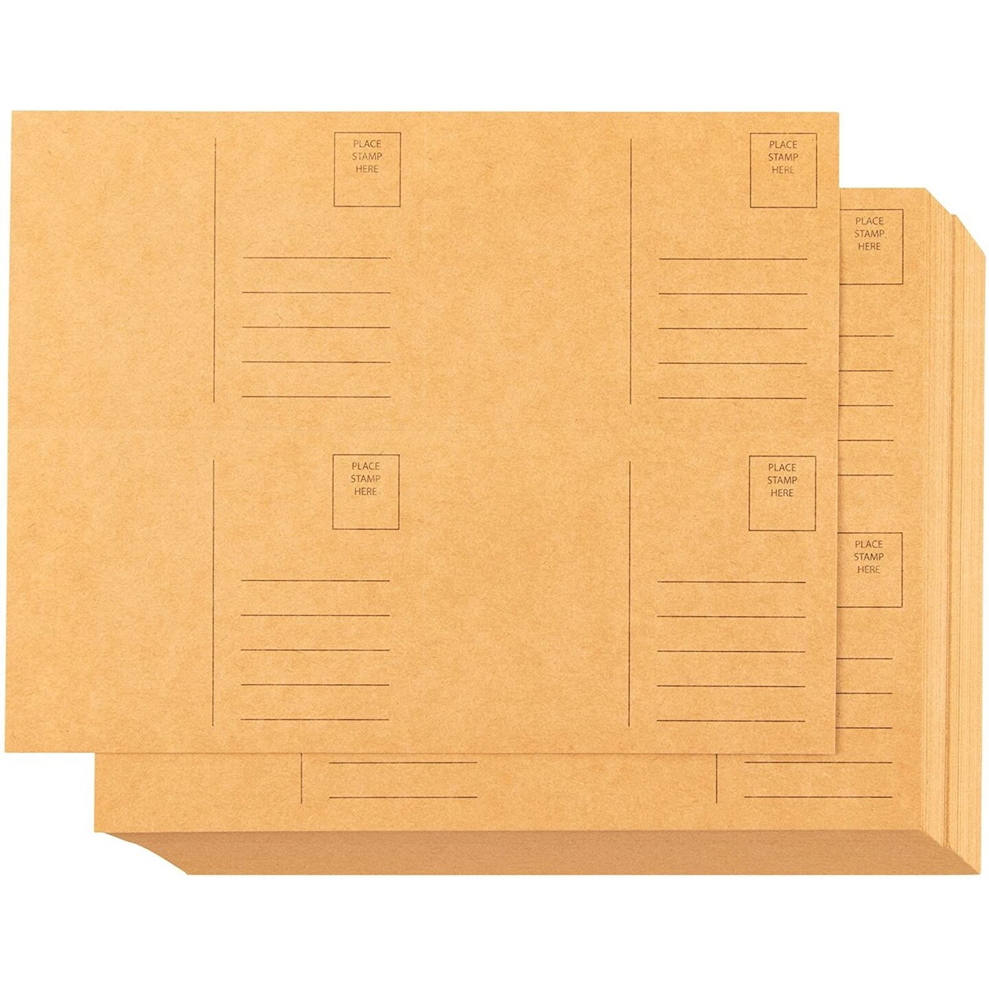 Blank Postcards - 100-Sheet Kraft Postcards, Self Mailer Mailing Side  Postcards, 4 Per Page 400 Postcards in Total, Perforated, 4 x 6 Inches