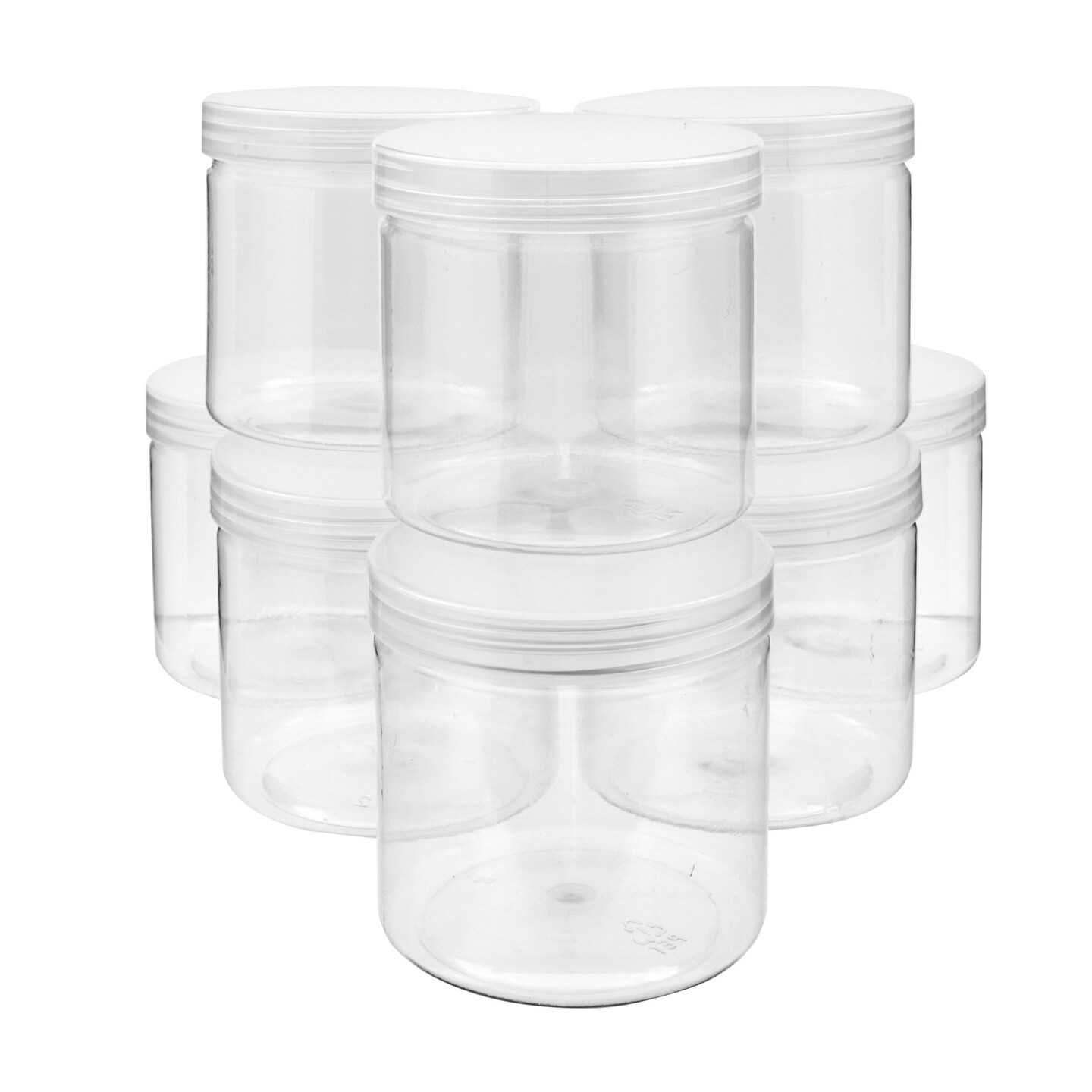 12 Pack Clear Plastic Jars Containers with Screw On Lids,Refillable  Wide-Mouth Plastic Slime Storage