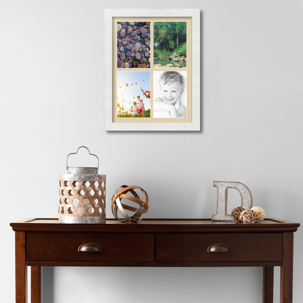 ArtToFrames Collage Photo Picture Frame with 4 - 5x7 inch Openings, Framed in White with Over 62 Mat Color Options and Regular Glass (CSM-3966-2153)
