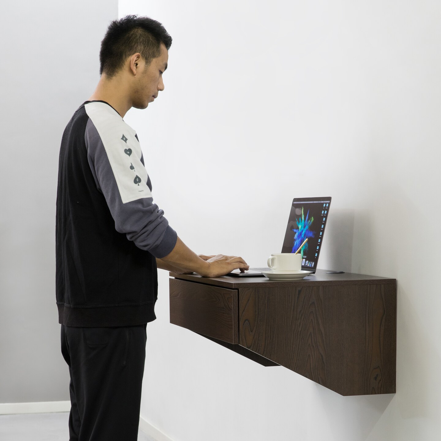 Wall Mounted Office Computer Desk with Drawer