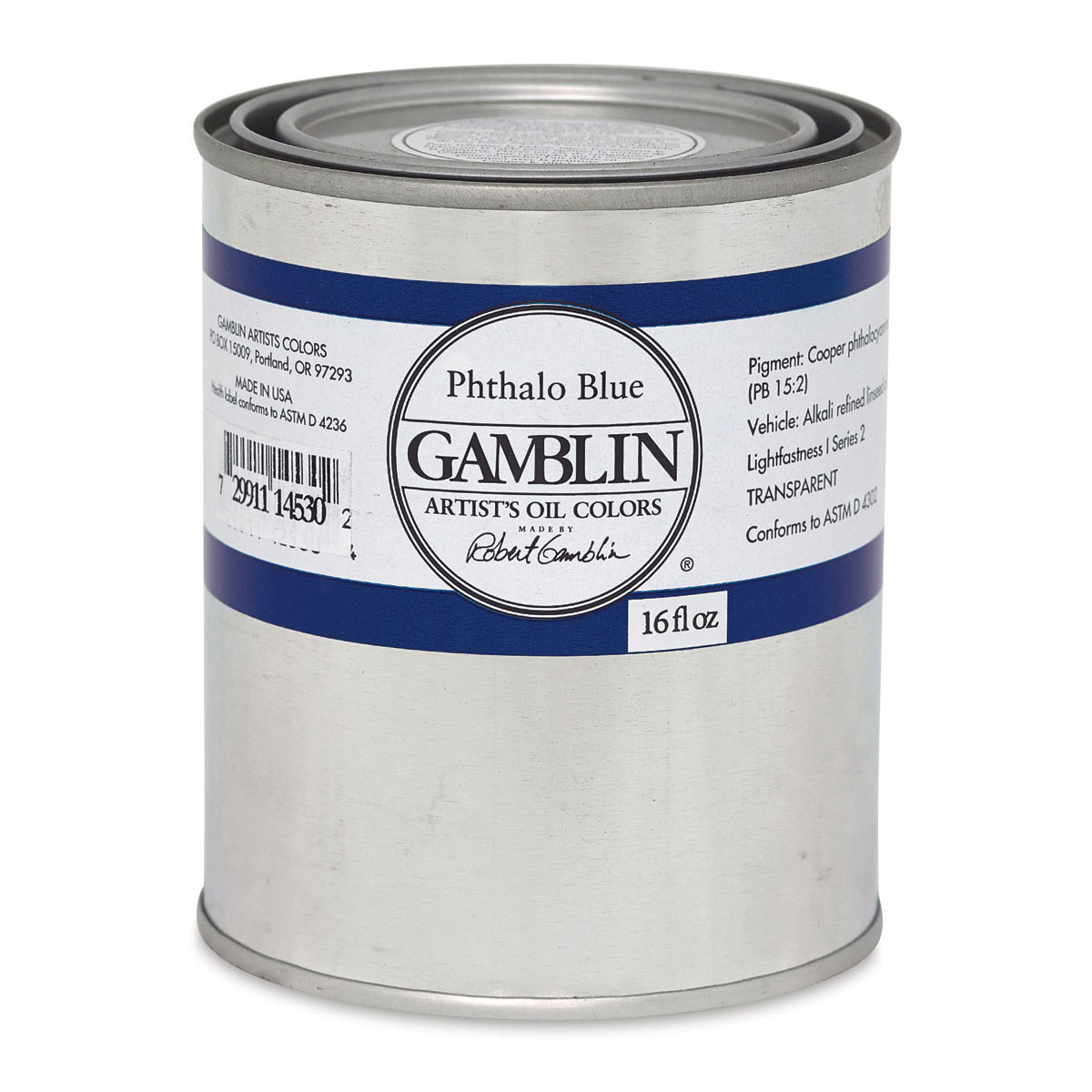 Gamblin Artist&#x27;s Oil Color - Phthalo Blue, 16 oz Can