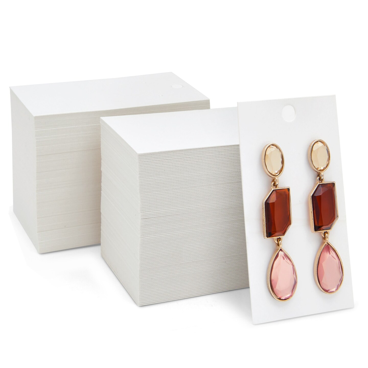 White Paper Earring Display Cards (3.5 x 2 in, 200 Pack)