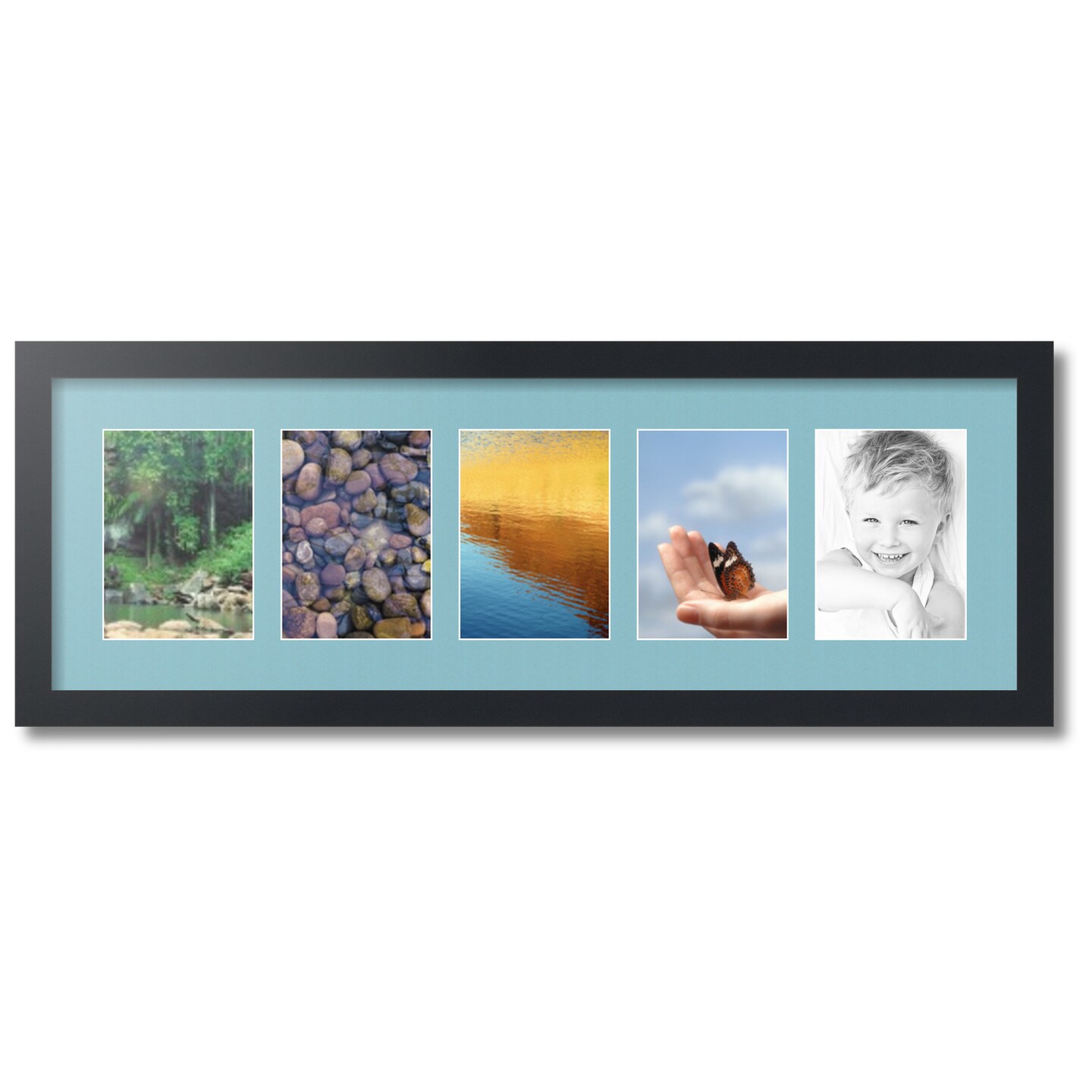 ArtToFrames Collage Photo Picture Frame with 5 - 5x7 inch Openings, Framed in Black with Over 62 Mat Color Options and Plexi Glass (CSM-3926-152)