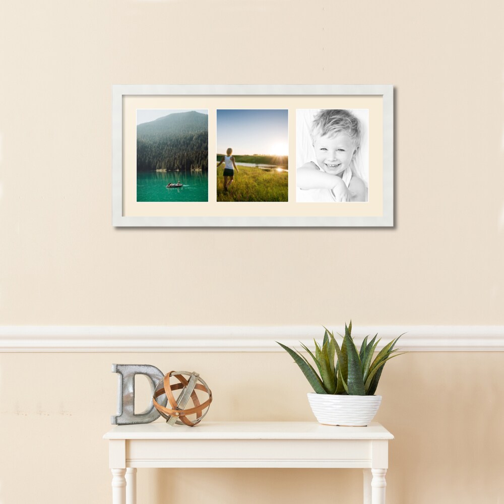 ArtToFrames Collage Photo Picture Frame with 3 - 8.5x11 inch Openings, Framed in White with Over 62 Mat Color Options and Plexi Glass (CSM-3966-28)