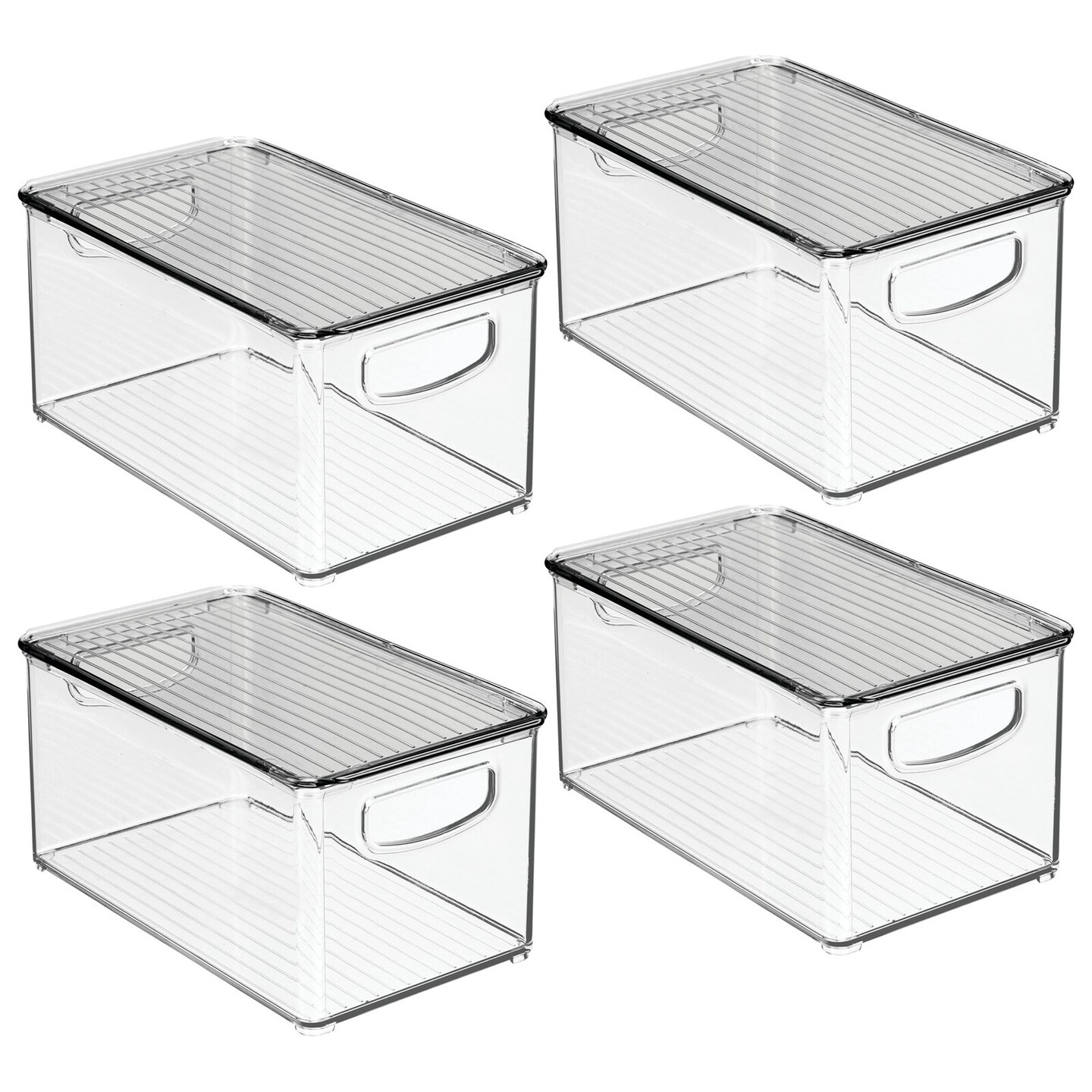 mDesign Small Plastic Office Storage Container Bin with Handles, 4 Pack -  Clear 