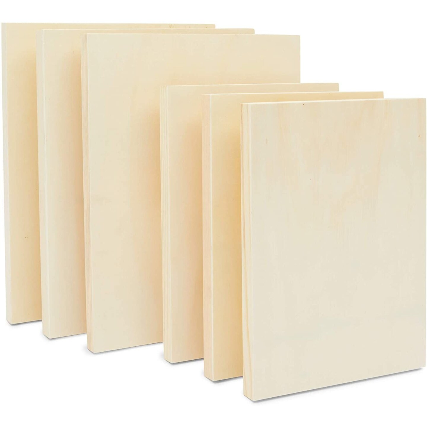 Bright Creations Unfinished Craft Wood Canvas Boards for Painting (2 Sizes, 6 Pack)