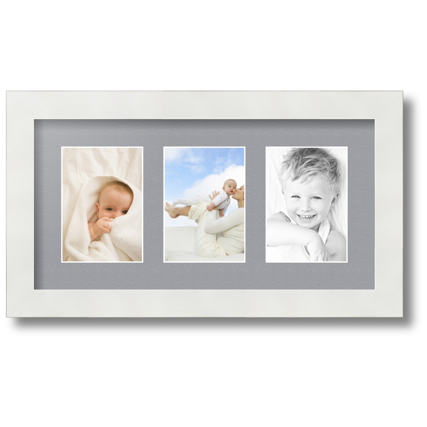 ArtToFrames Collage Photo Picture Frame with 3 - 3.5x5 inch Openings, Framed in White with Over 62 Mat Color Options and Regular Glass (CSM-3966-29)