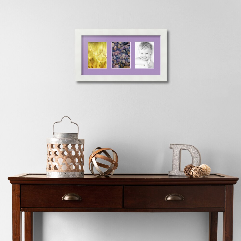 ArtToFrames Collage Photo Picture Frame with 3 - 3.5x5 inch Openings, Framed in White with Over 62 Mat Color Options and Regular Glass (CSM-3966-29)