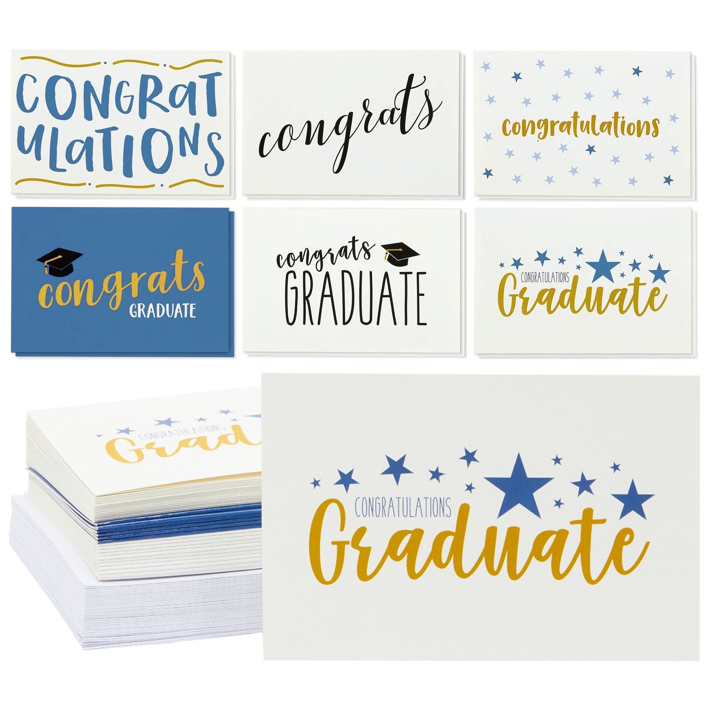 Graduation Cards Bulk Assortment - 36 Pack Congratulations Greeting Cards with Envelopes 4x6, 6 Designs - 2024 Graduation Party Supplies