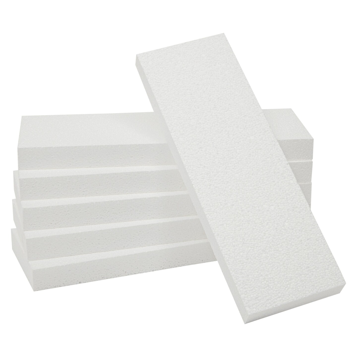 6 Pack White Foam Sheets 1 Inch Thick, Polystyrene Rectangle