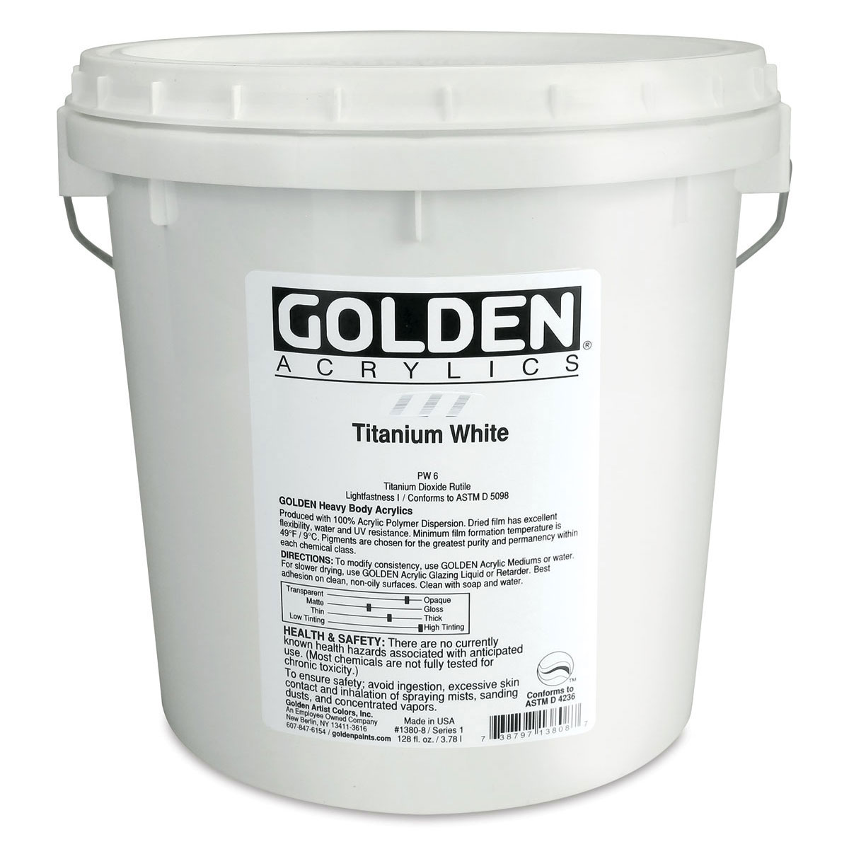 Golden Heavy Body Artist Acrylics - Titanium White, 128 oz Jar