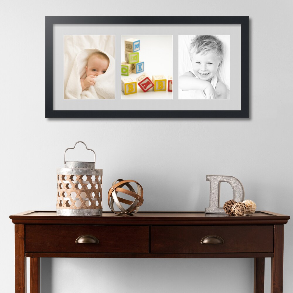 ArtToFrames Collage Photo Picture Frame with 3 - 8x10 inch Openings, Framed in Black with Over 62 Mat Color Options and Plexi Glass (CSM-3926-25)