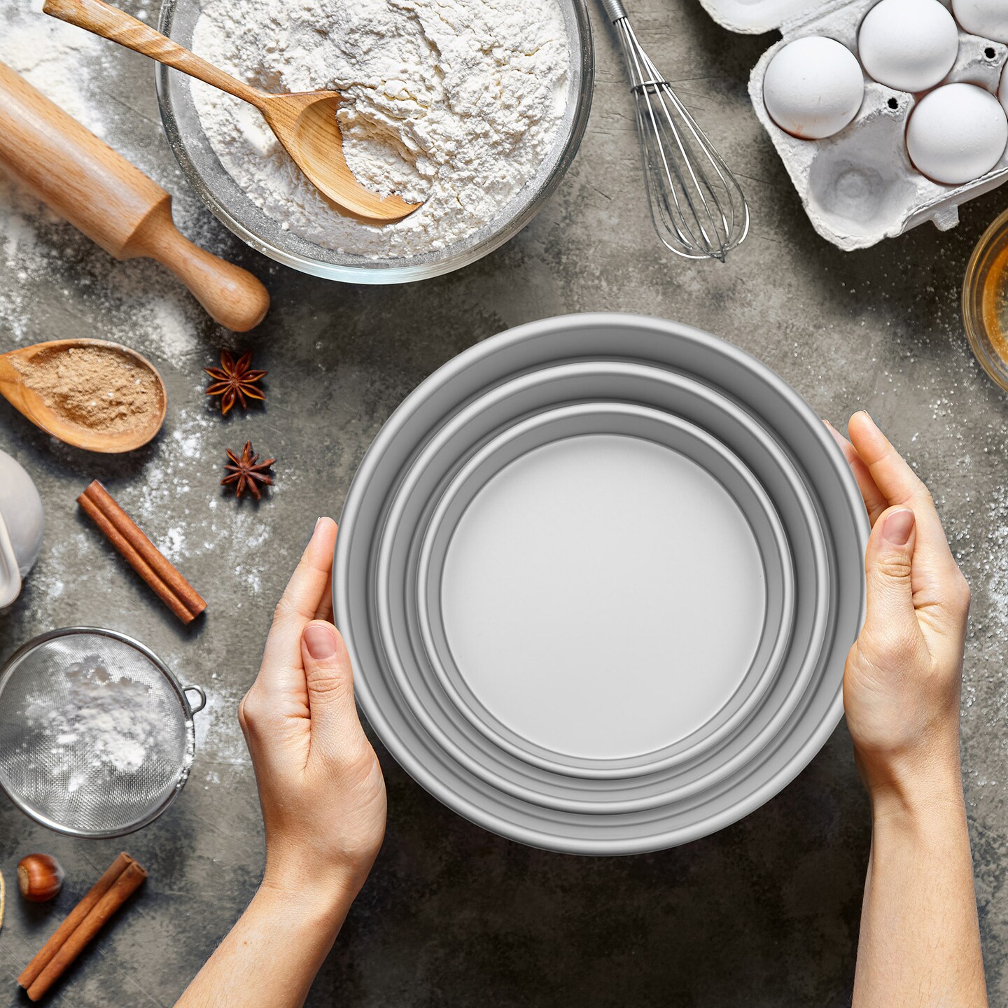 Last Confection Aluminum 3-Piece Round Cake Pan Sets - Professional Bakeware