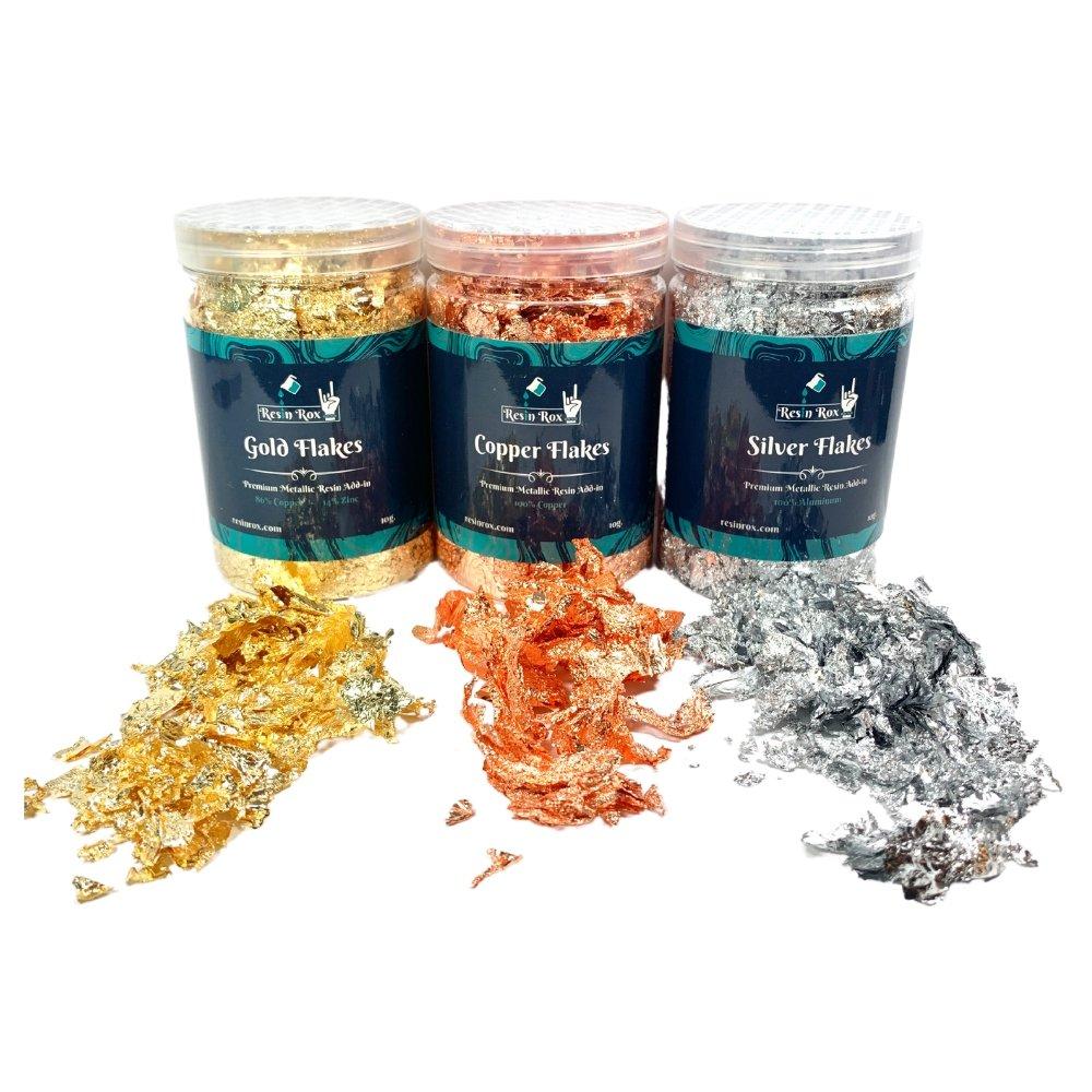 Premium Metallic Flakes for Epoxy Resin Art Copper Silver Gold