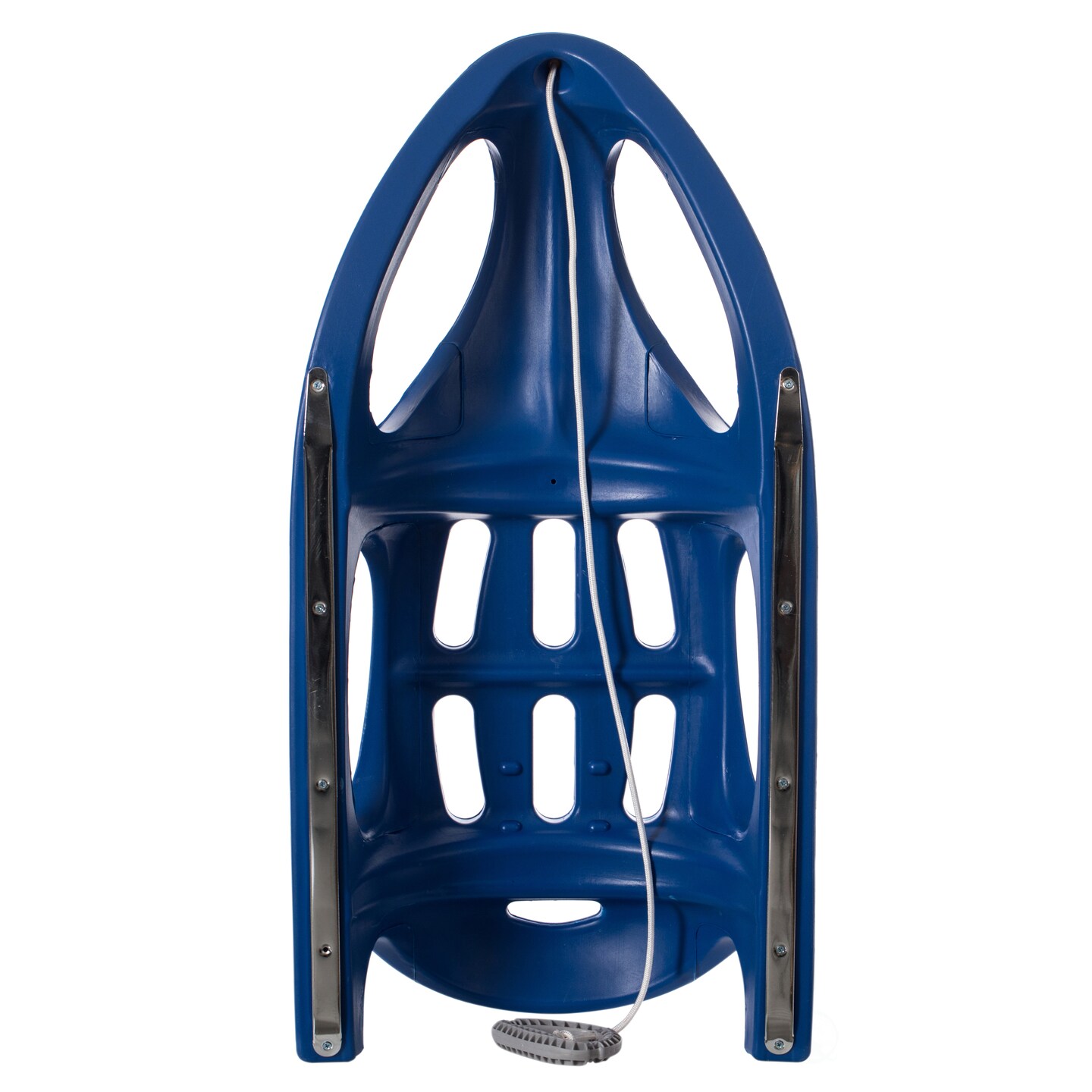 Outdoor Snow Sleigh Ice Sled Toy, Two Rider, Solid Hard Plastic with Pull Rope for Kids over 5 Years, Blue